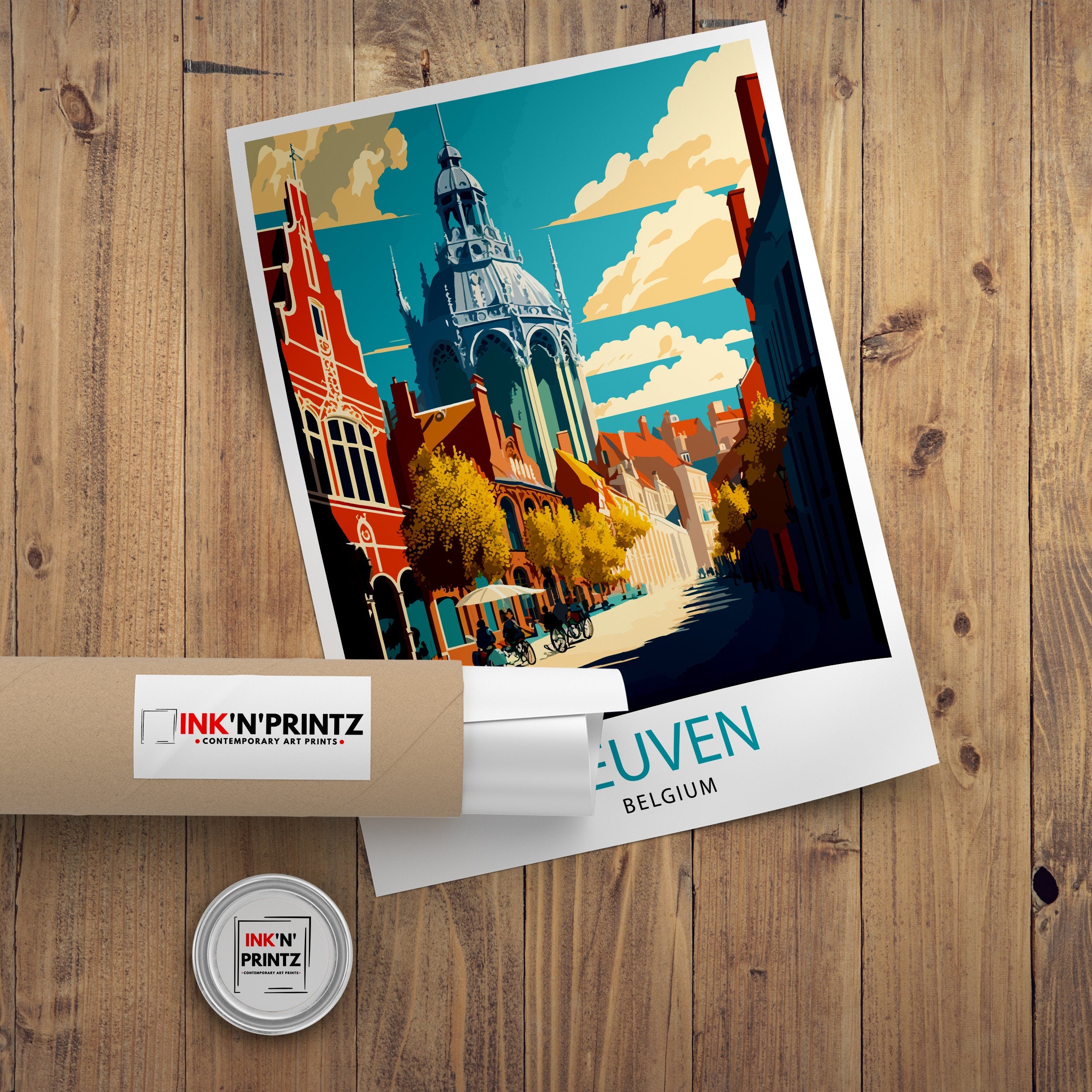 Leuven Belgium Illustration Print, Travel Home Decor