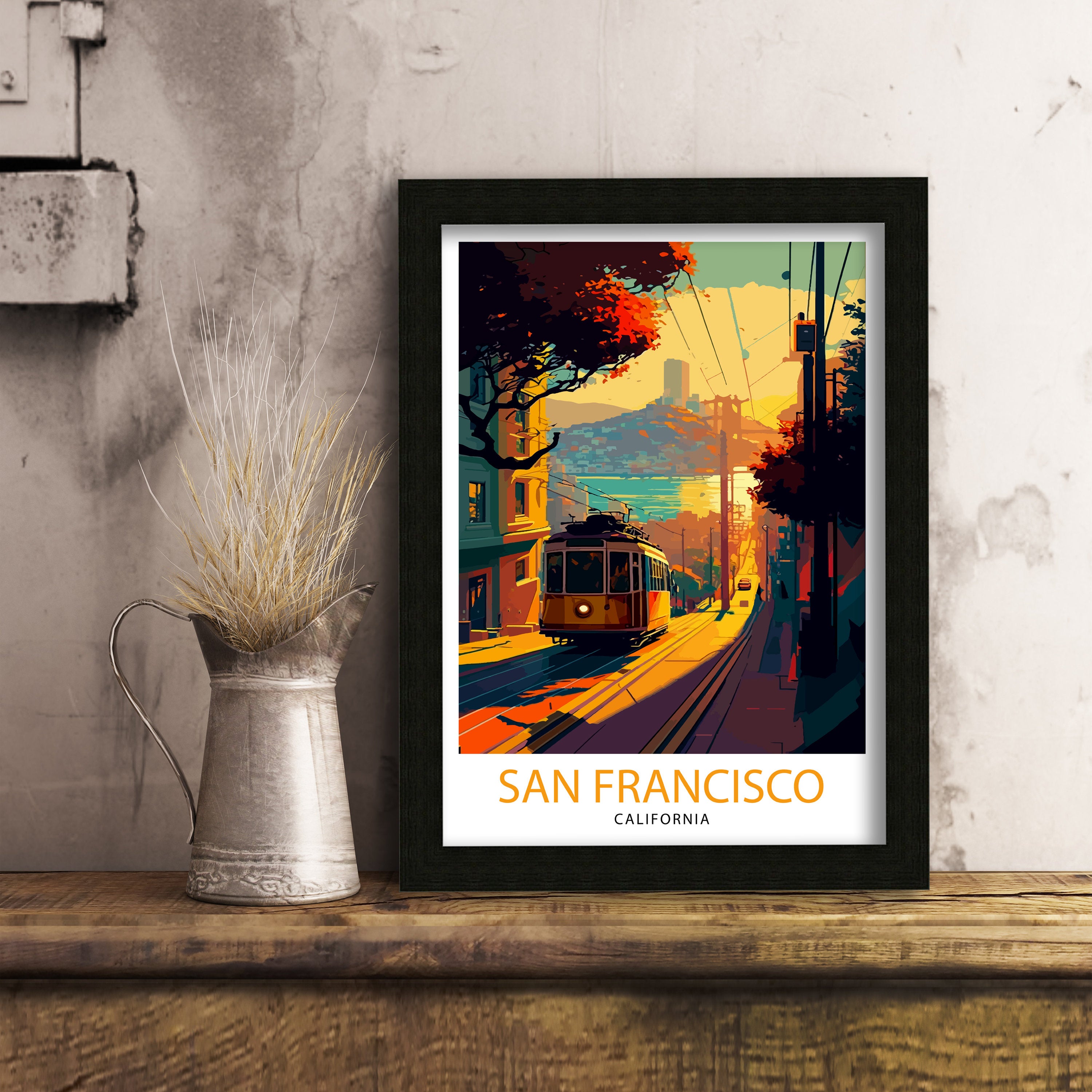 San Francisco Travel Print | Golden Gate Bridge Illustration