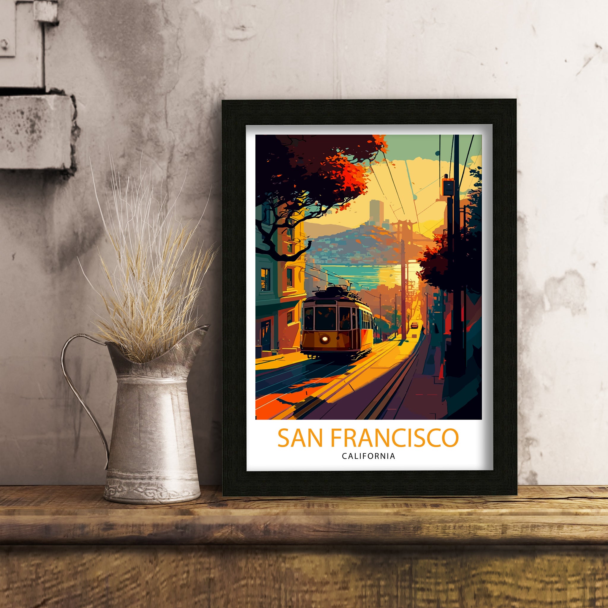 San Francisco Travel Print | Golden Gate Bridge Illustration