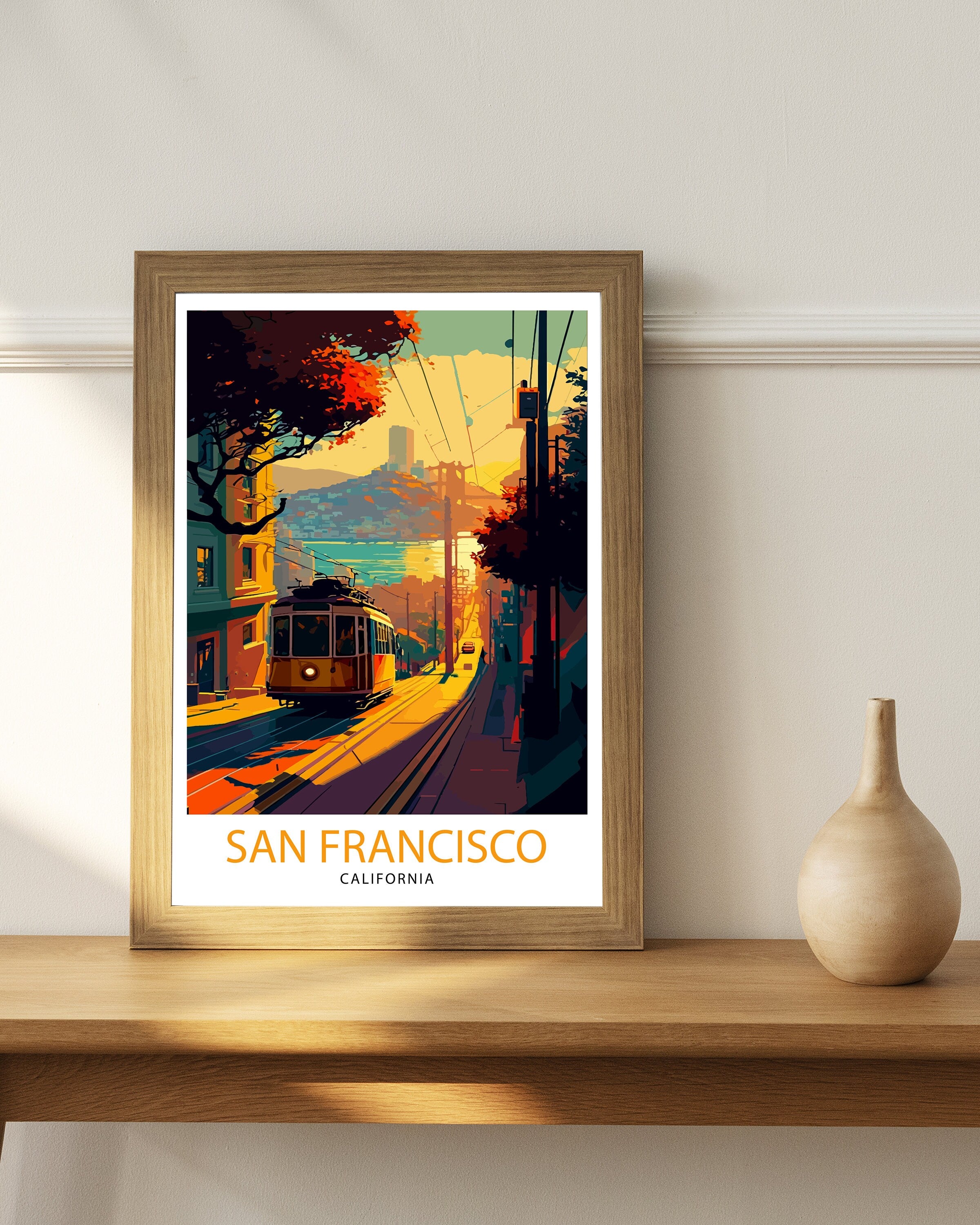 San Francisco Travel Print | Golden Gate Bridge Illustration