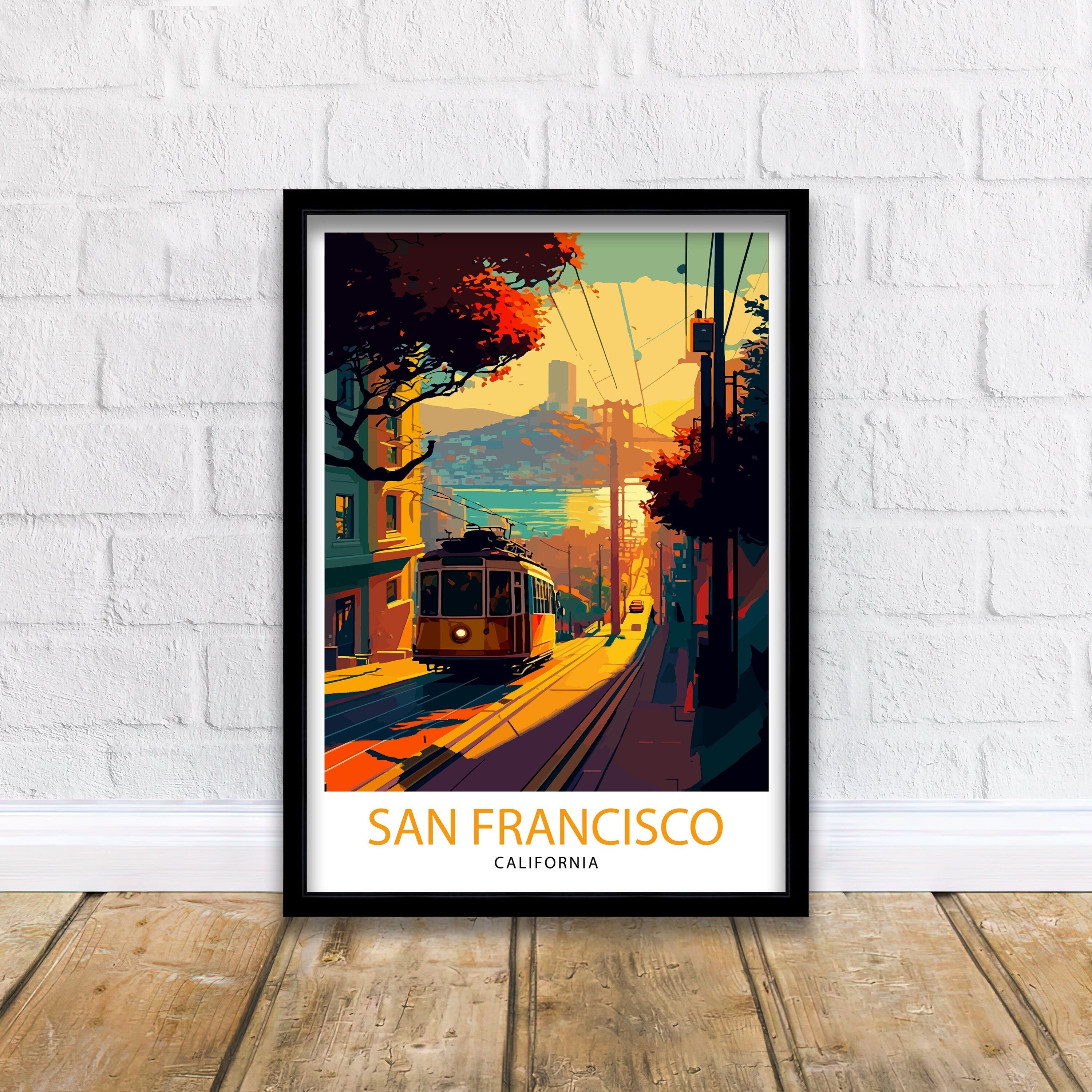 San Francisco Travel Print | Golden Gate Bridge Illustration