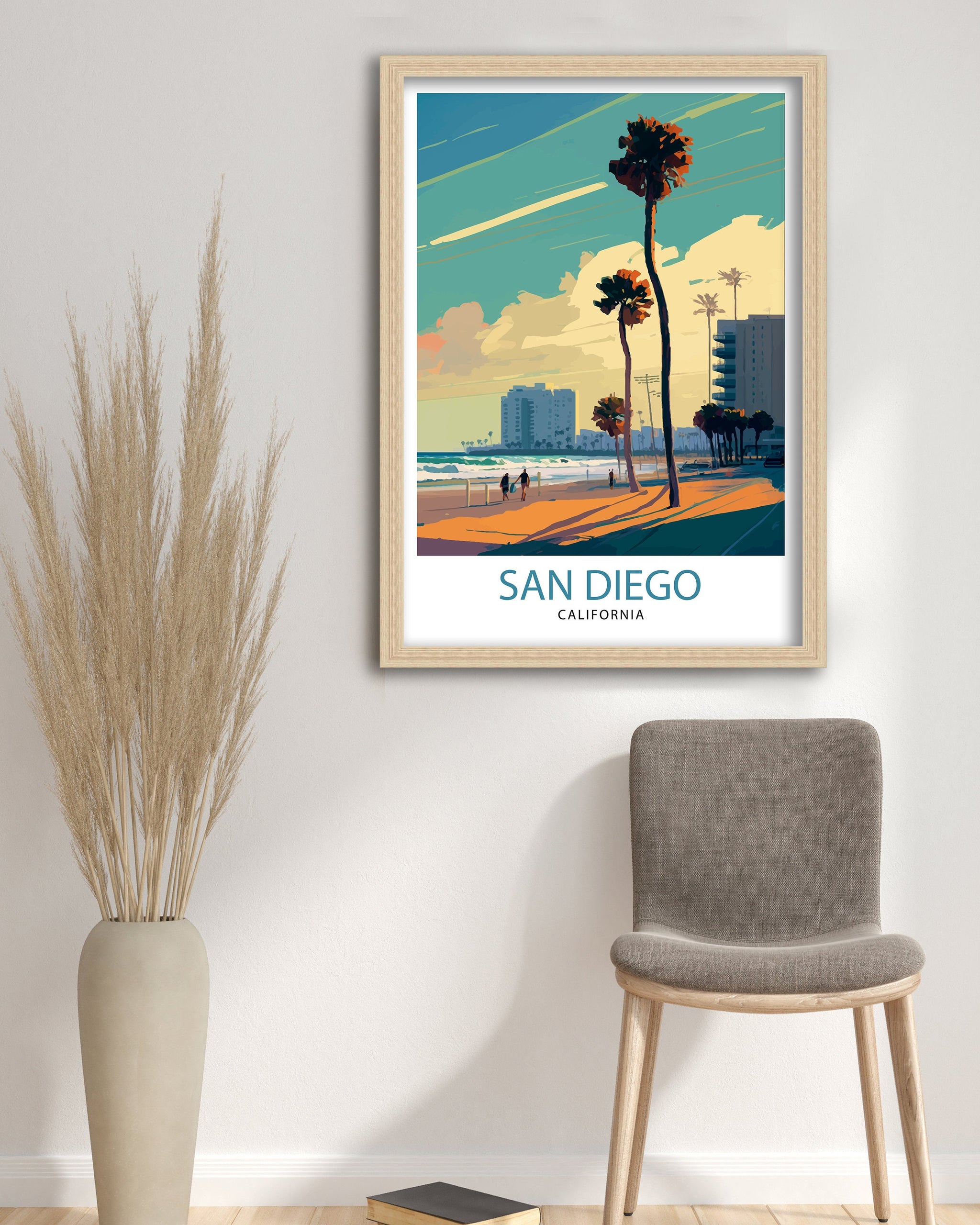San Diego Skyline Travel Print | California Home Decor