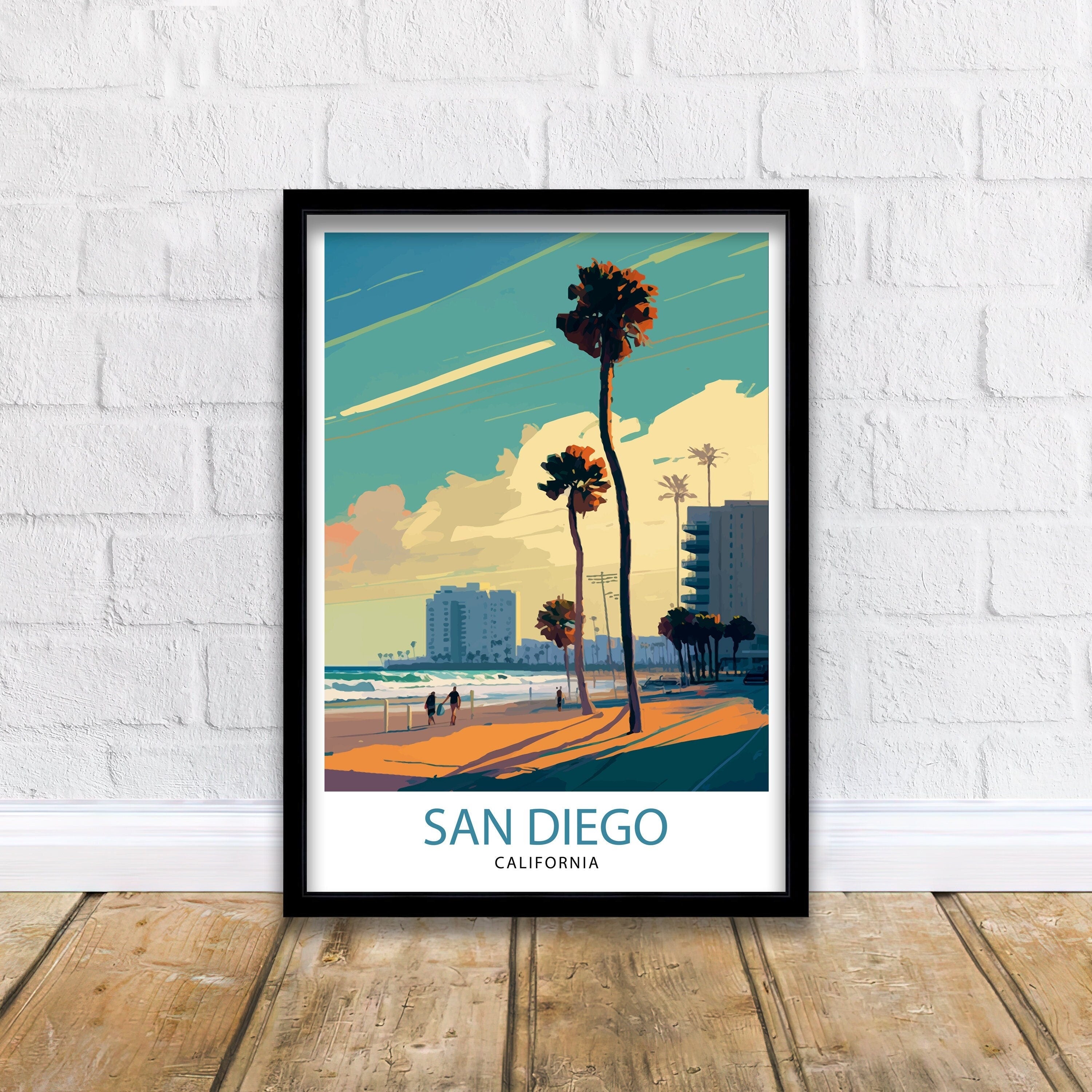 San Diego Skyline Travel Print | California Home Decor