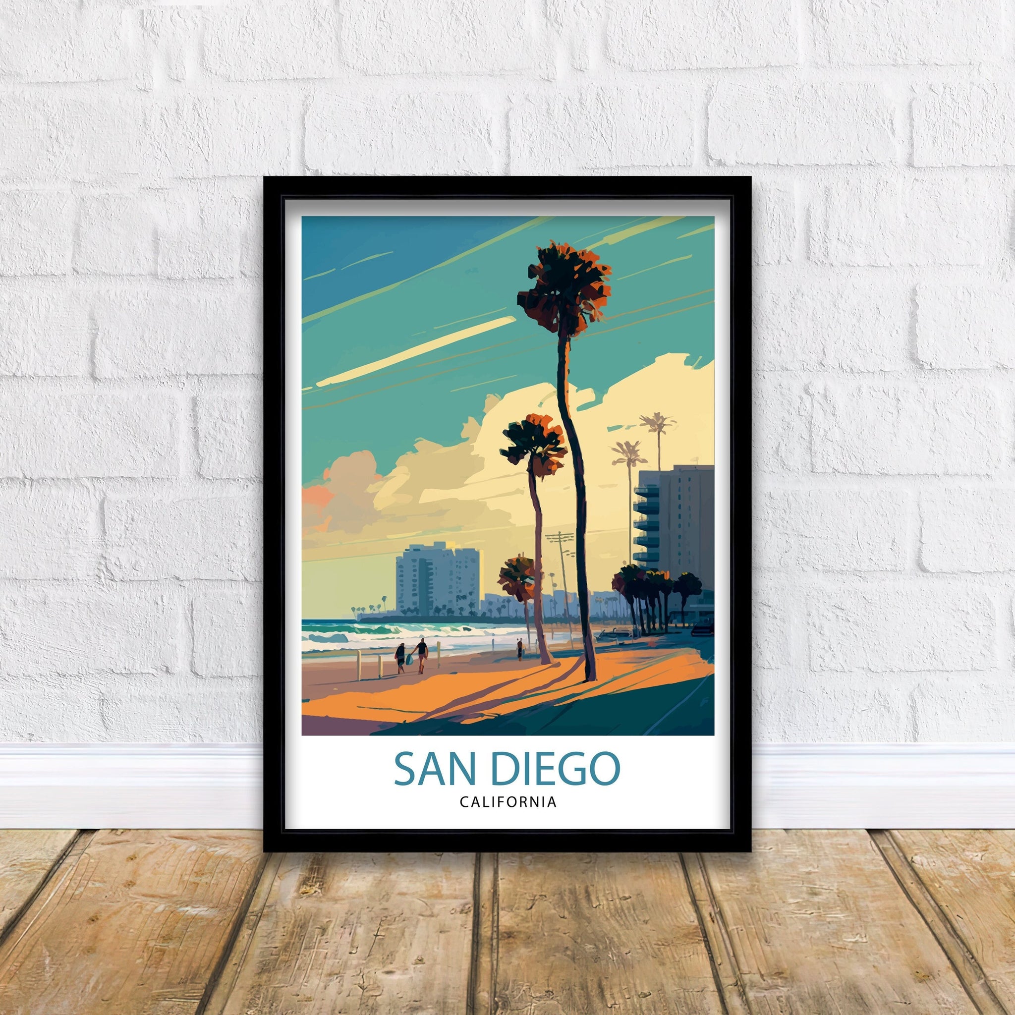 San Diego Skyline Travel Print | California Home Decor