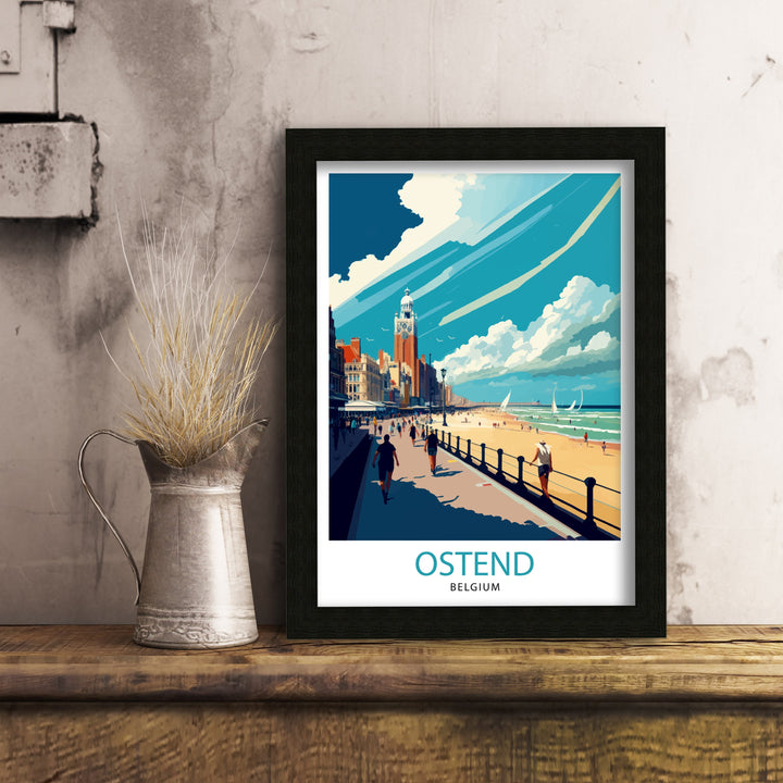 Ostend Belgium Travel Poster Ostend Wall Art Ostend Home Decor Ostend Belgium Illustration Travel Poster Gift For Belgium Belgium Home Decor