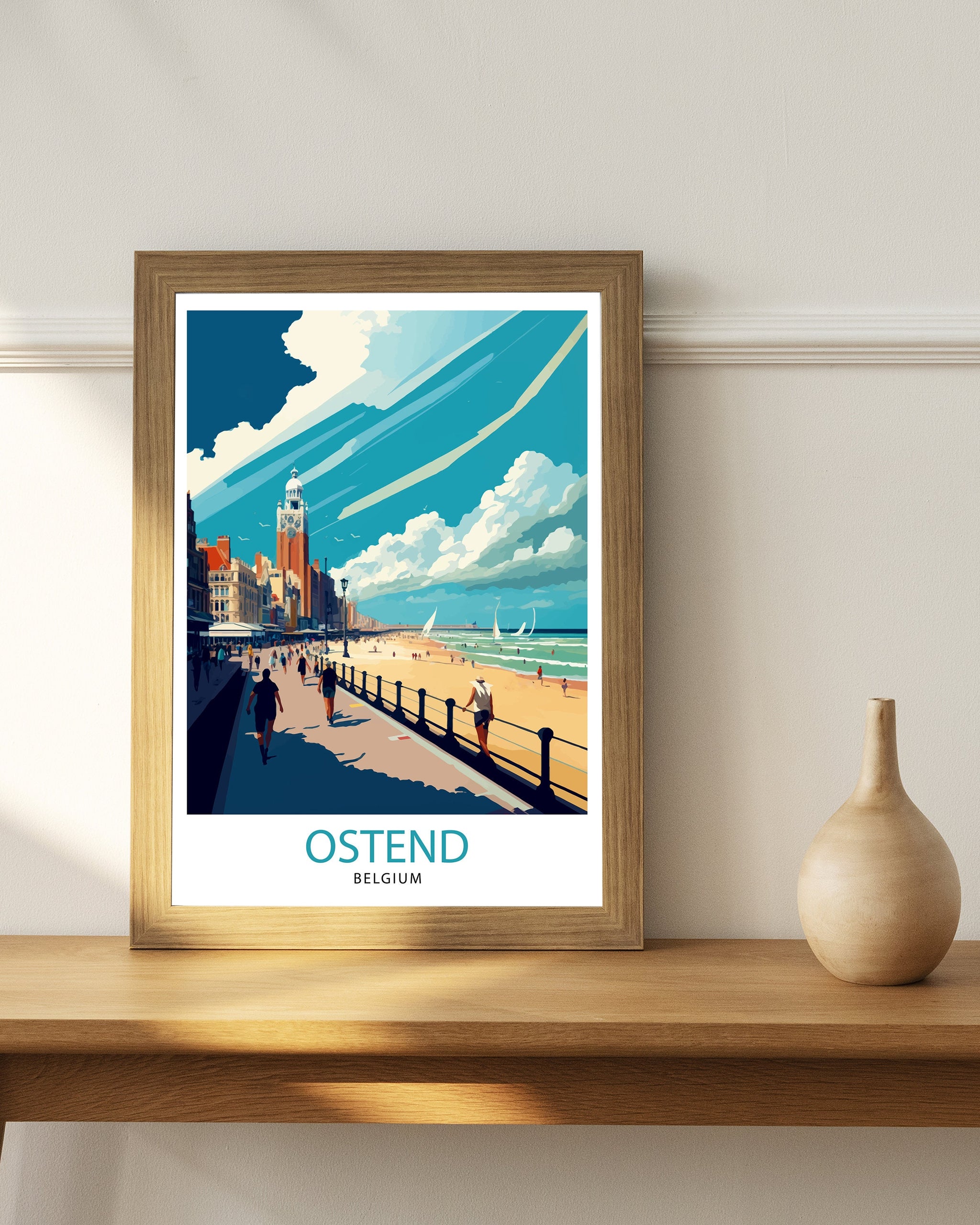 Ostend Belgium Travel Print Ostend Wall Art Ostend Home Decor Ostend Belgium Illustration Travel Poster Gift For Belgium Belgium Home Decor