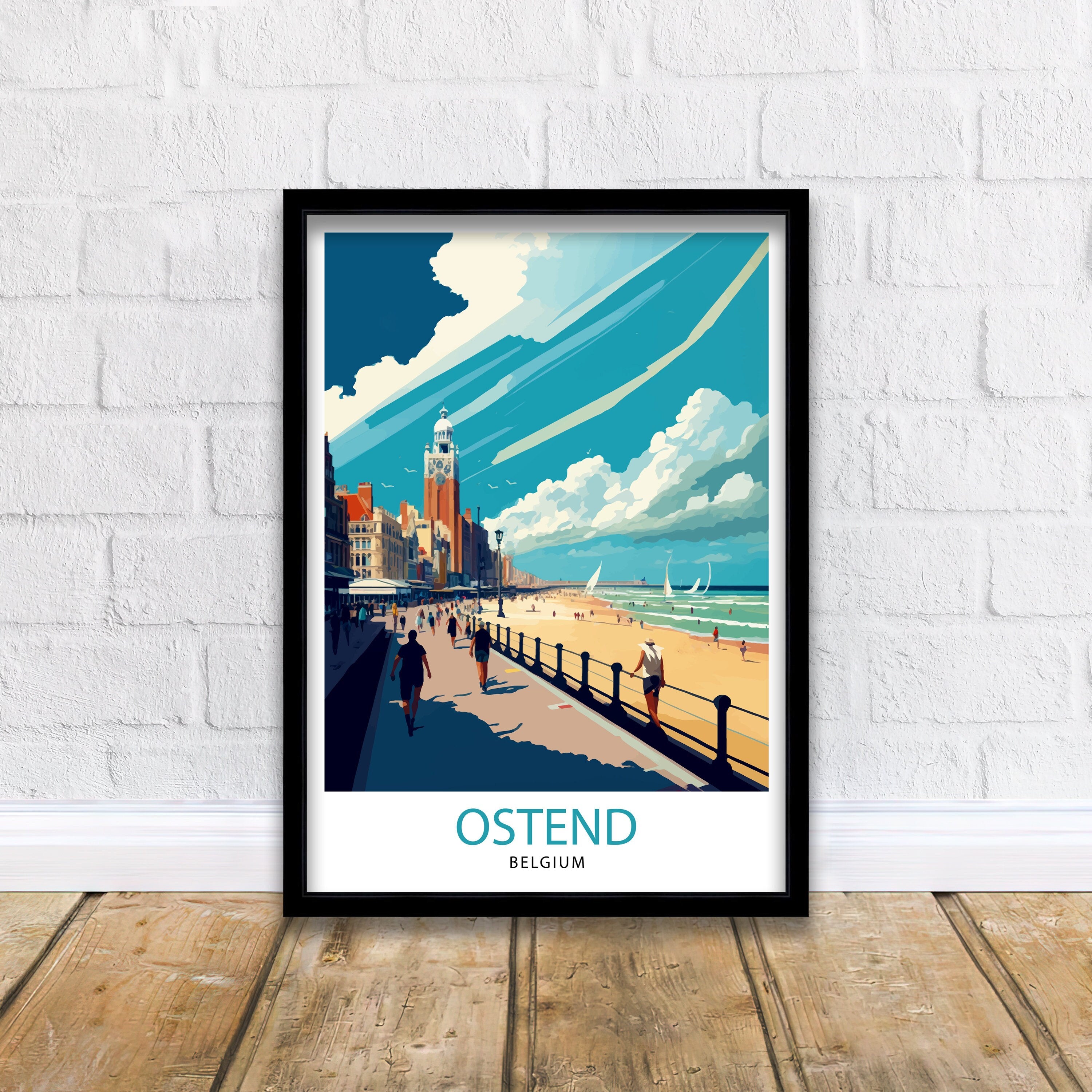Ostend Belgium Travel Print Ostend Wall Art Ostend Home Decor Ostend Belgium Illustration Travel Poster Gift For Belgium Belgium Home Decor