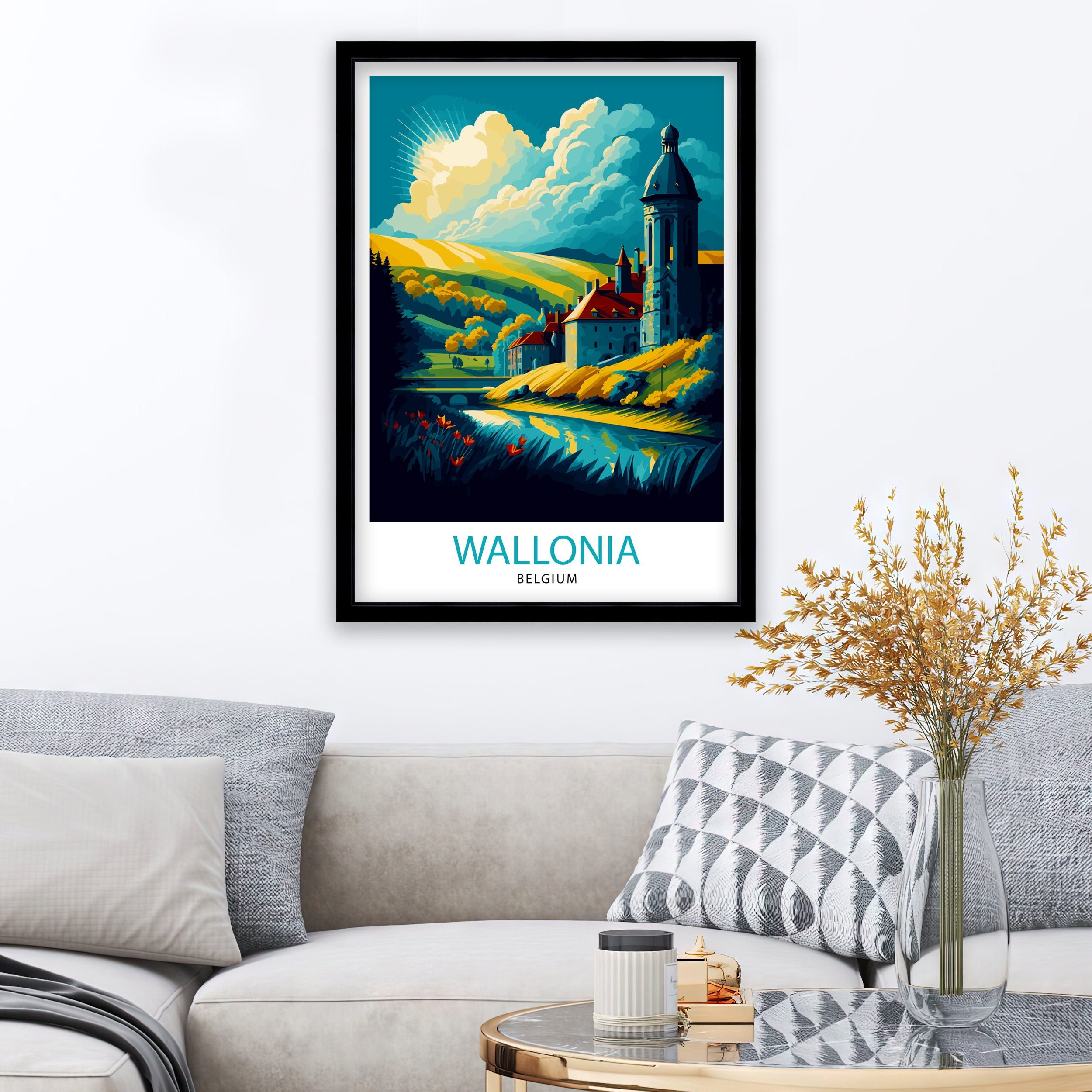 Wallonia Travel Print| Wallonia Wall Art Wallonia Home Decor Wallonia Belgium Illustration Travel Poster Gift For Wallonia Lovers