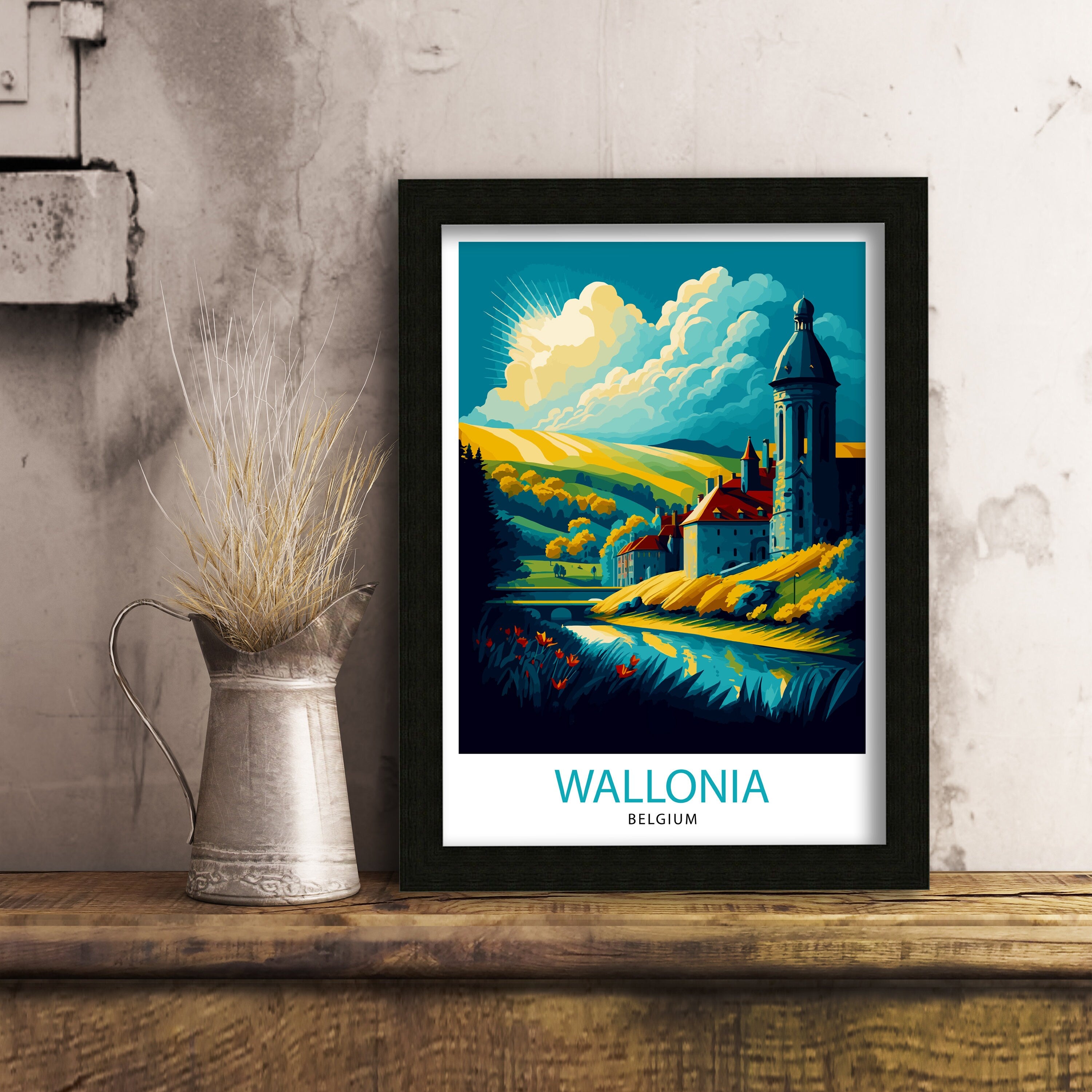 Wallonia Travel Print| Wallonia Wall Art Wallonia Home Decor Wallonia Belgium Illustration Travel Poster Gift For Wallonia Lovers