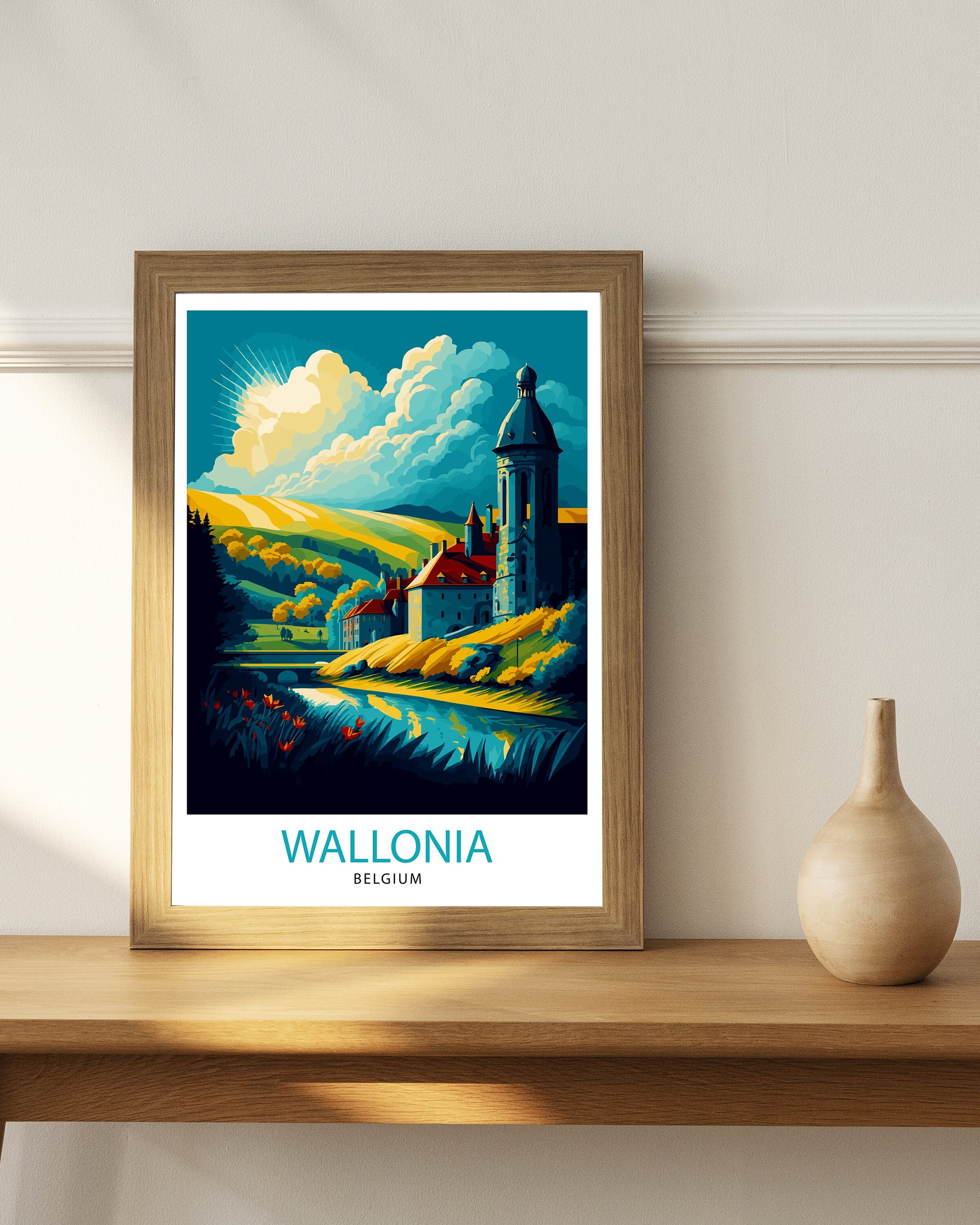 Wallonia Travel Print| Wallonia Wall Art Wallonia Home Decor Wallonia Belgium Illustration Travel Poster Gift For Wallonia Lovers