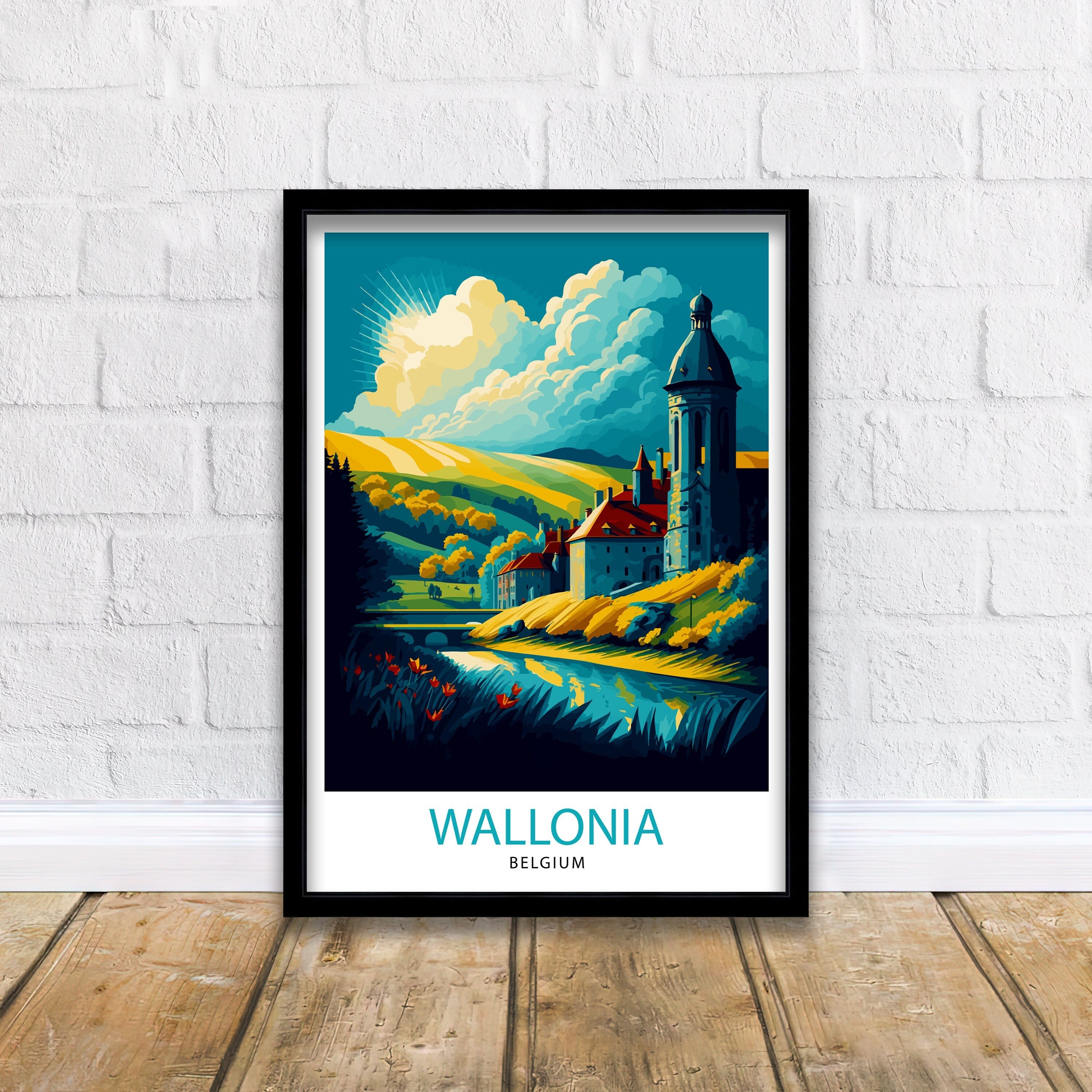 Wallonia Travel Print| Wallonia Wall Art Wallonia Home Decor Wallonia Belgium Illustration Travel Poster Gift For Wallonia Lovers