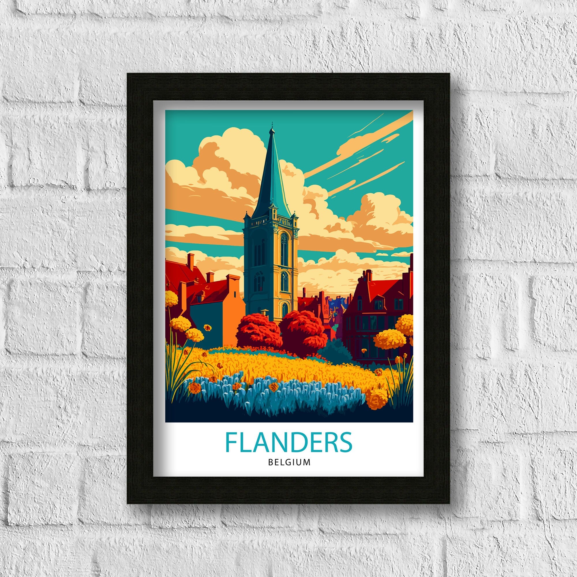 Flanders Belgium Travel Print Flanders Wall Art Flanders Home Decor Flanders Illustration Travel Poster Gift for Belgium Lovers Belgium