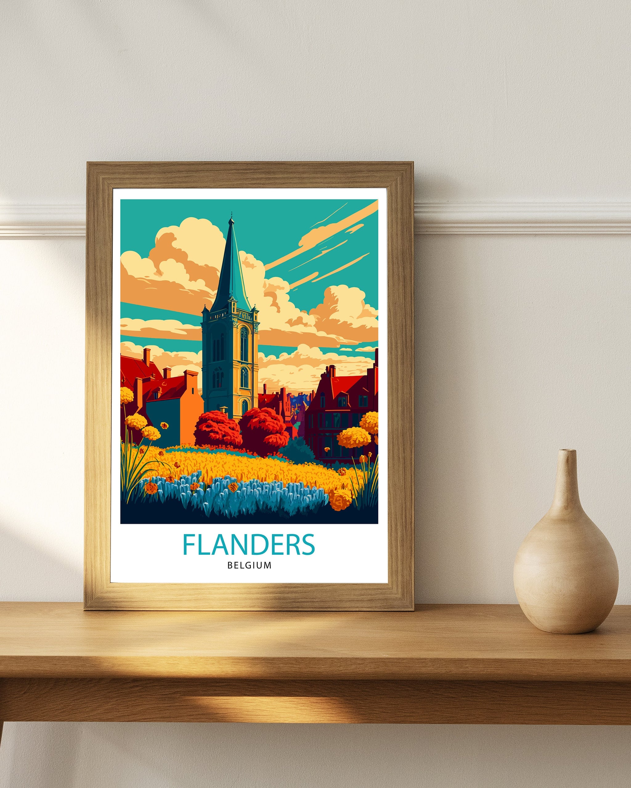 Flanders Belgium Travel Print Flanders Wall Art Flanders Home Decor Flanders Illustration Travel Poster Gift for Belgium Lovers Belgium