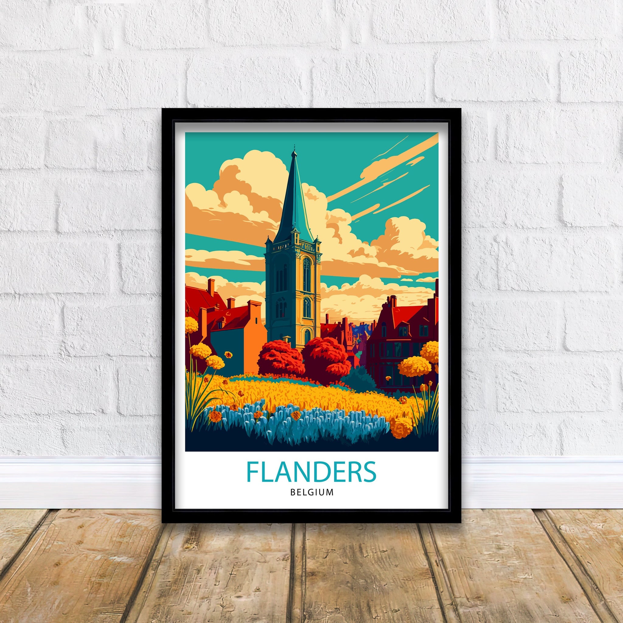 Flanders Belgium Travel Print Flanders Wall Art Flanders Home Decor Flanders Illustration Travel Poster Gift for Belgium Lovers Belgium