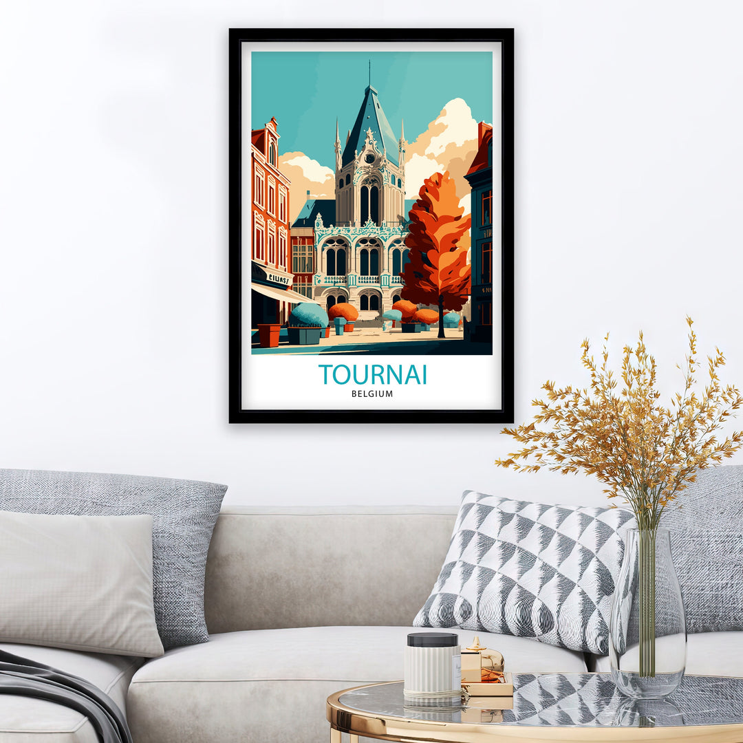 Tournai Belgium Travel Poster Tournai