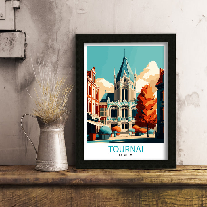 Tournai Belgium Travel Poster Tournai