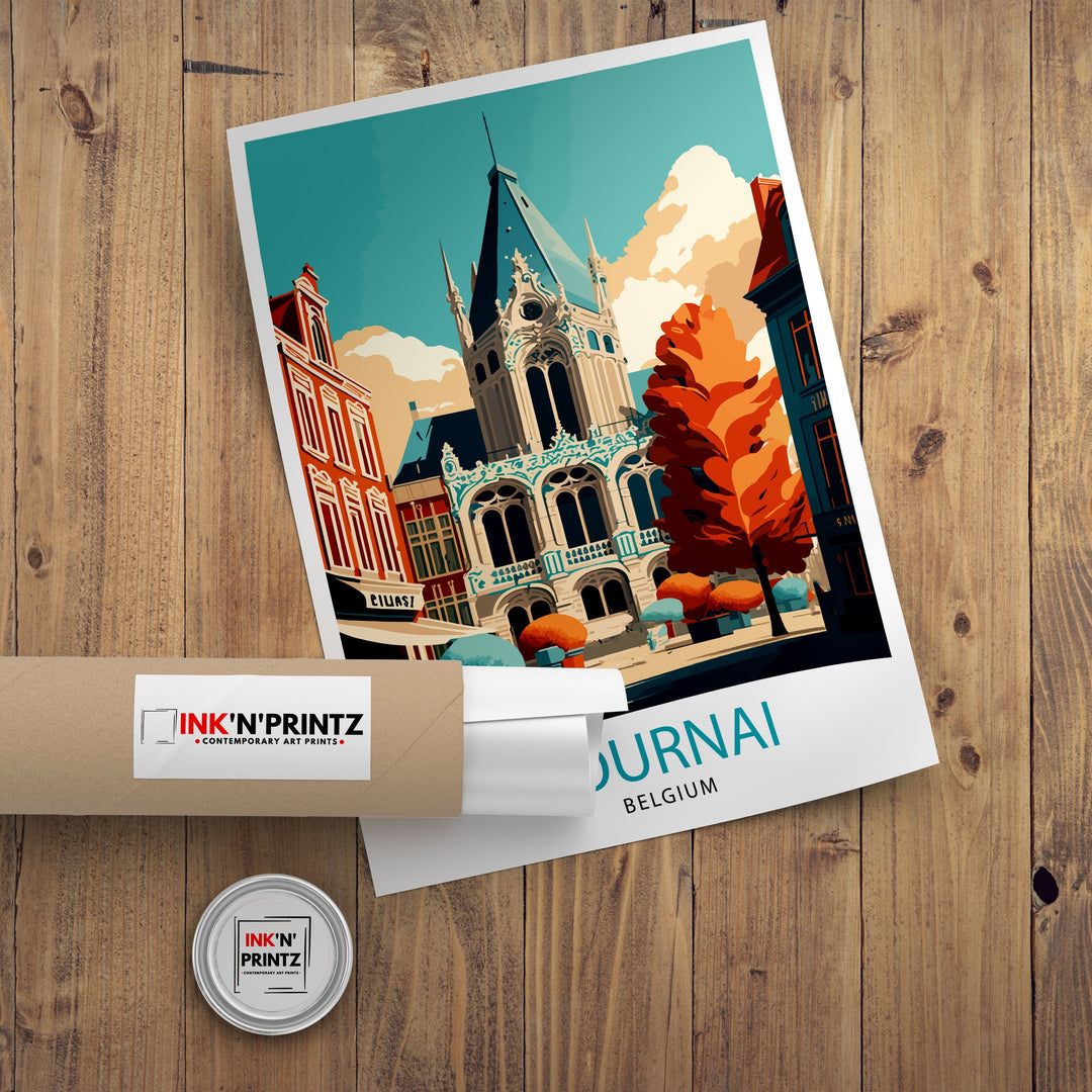 Tournai Belgium Travel Poster Tournai