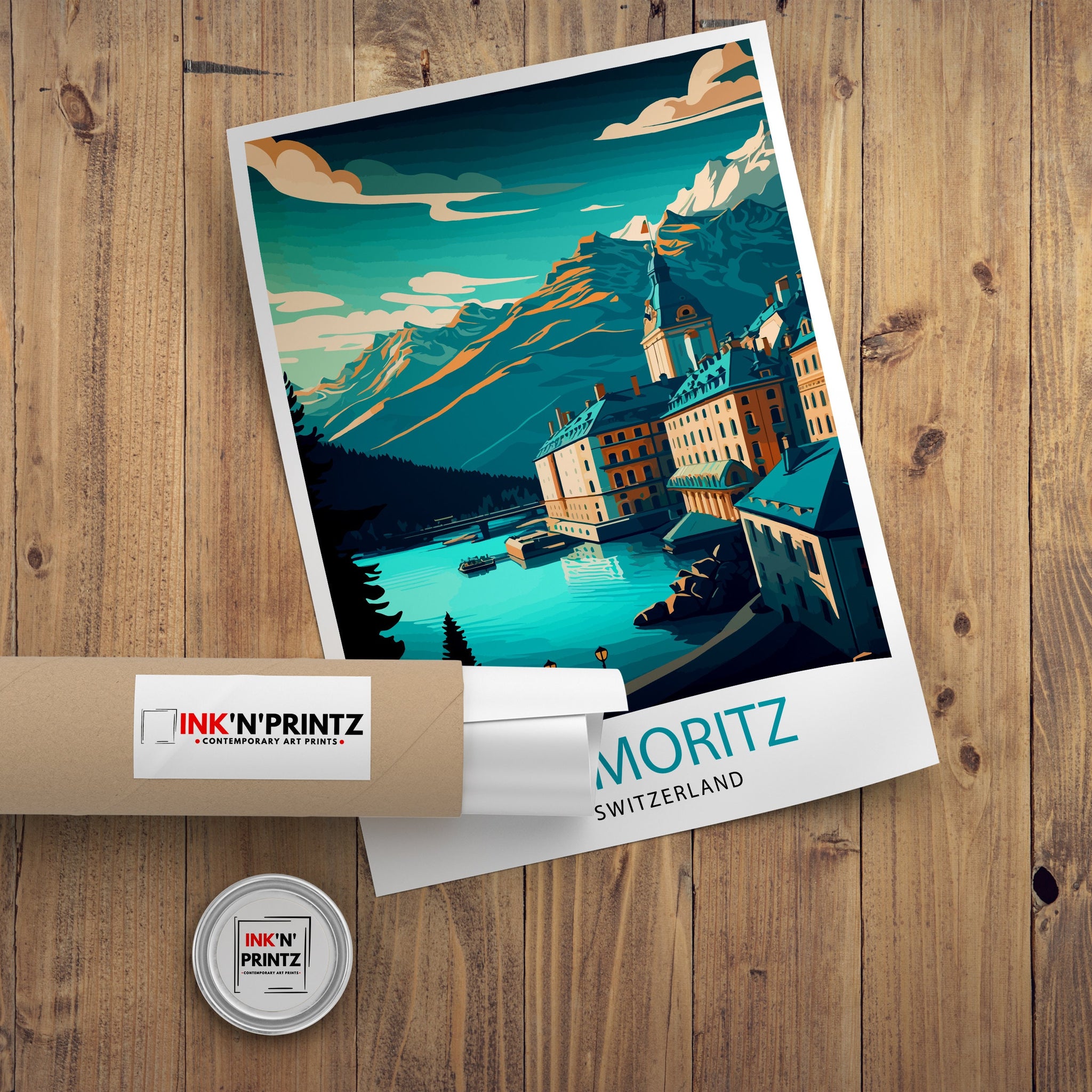 St. Moritz Switzerland Travel Print Wall Decor, Home Living Decor St. Moritz Illustration Travel Poster Gift For Switzerland Home Decor