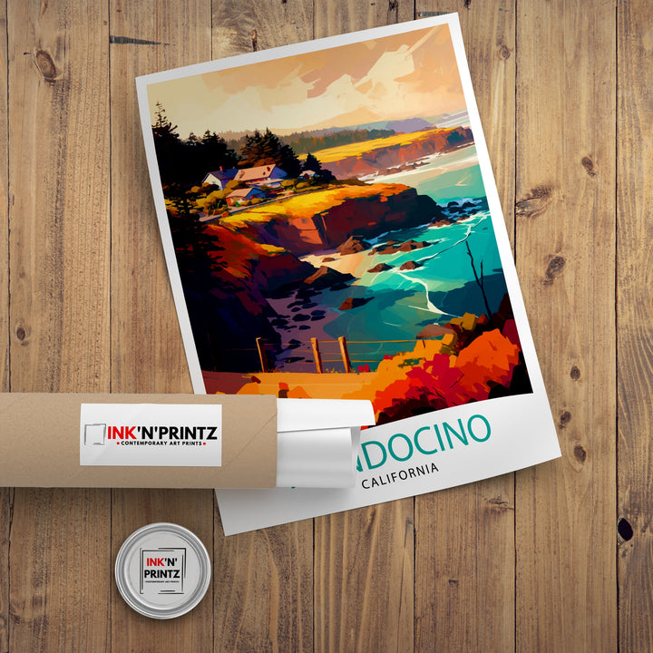 Mendocino California Travel Poster|