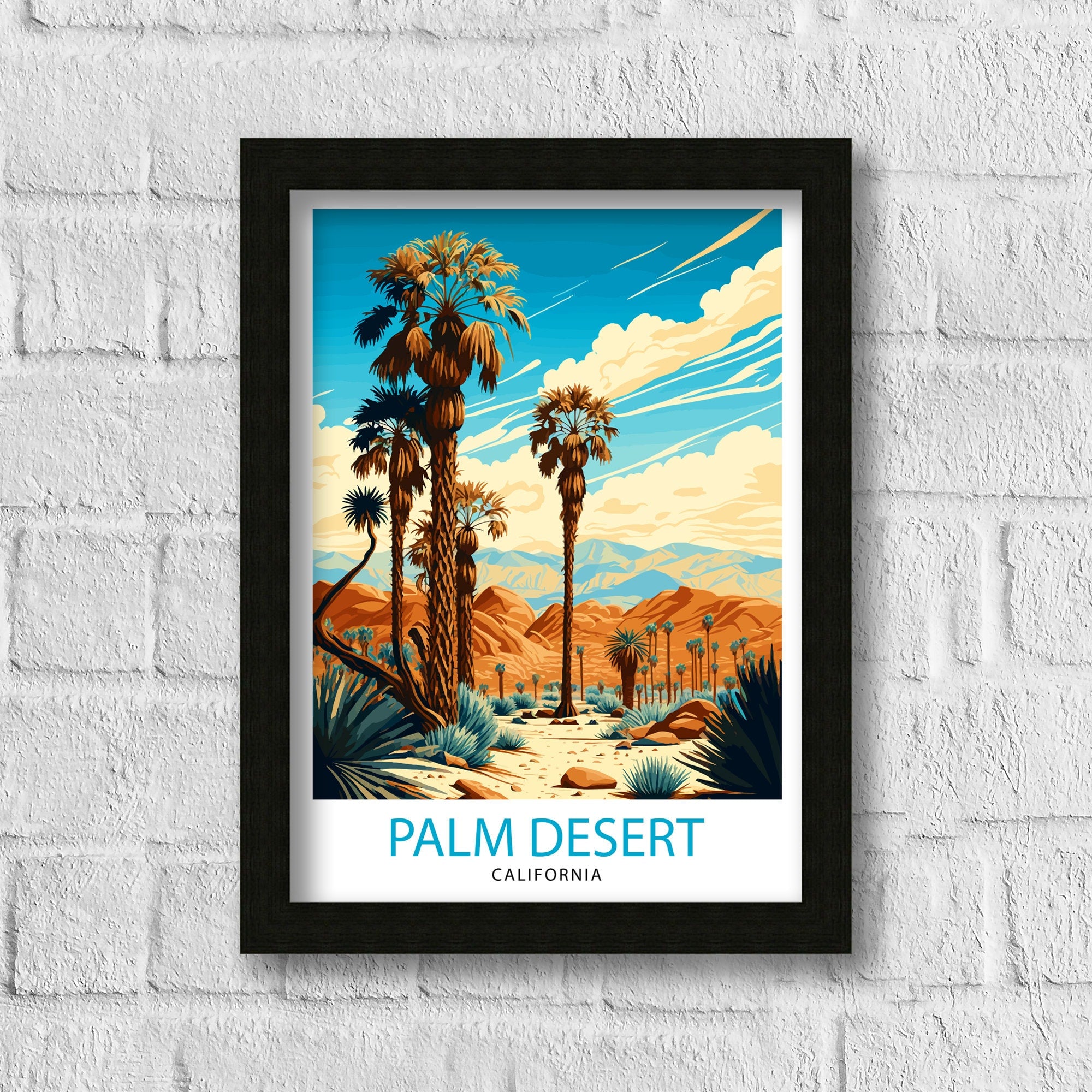 Palm Desert California Travel Print| Palm Desert Wall Art Palm Desert Home Decor Palm Desert Illustration Palm Desert Travel Poster