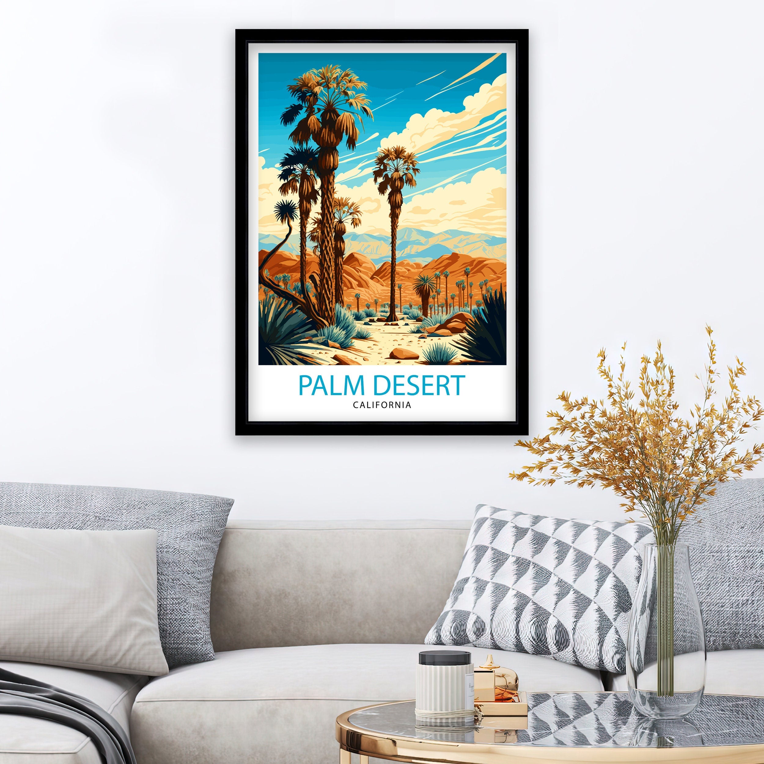 Palm Desert California Travel Print| Palm Desert Wall Art Palm Desert Home Decor Palm Desert Illustration Palm Desert Travel Poster