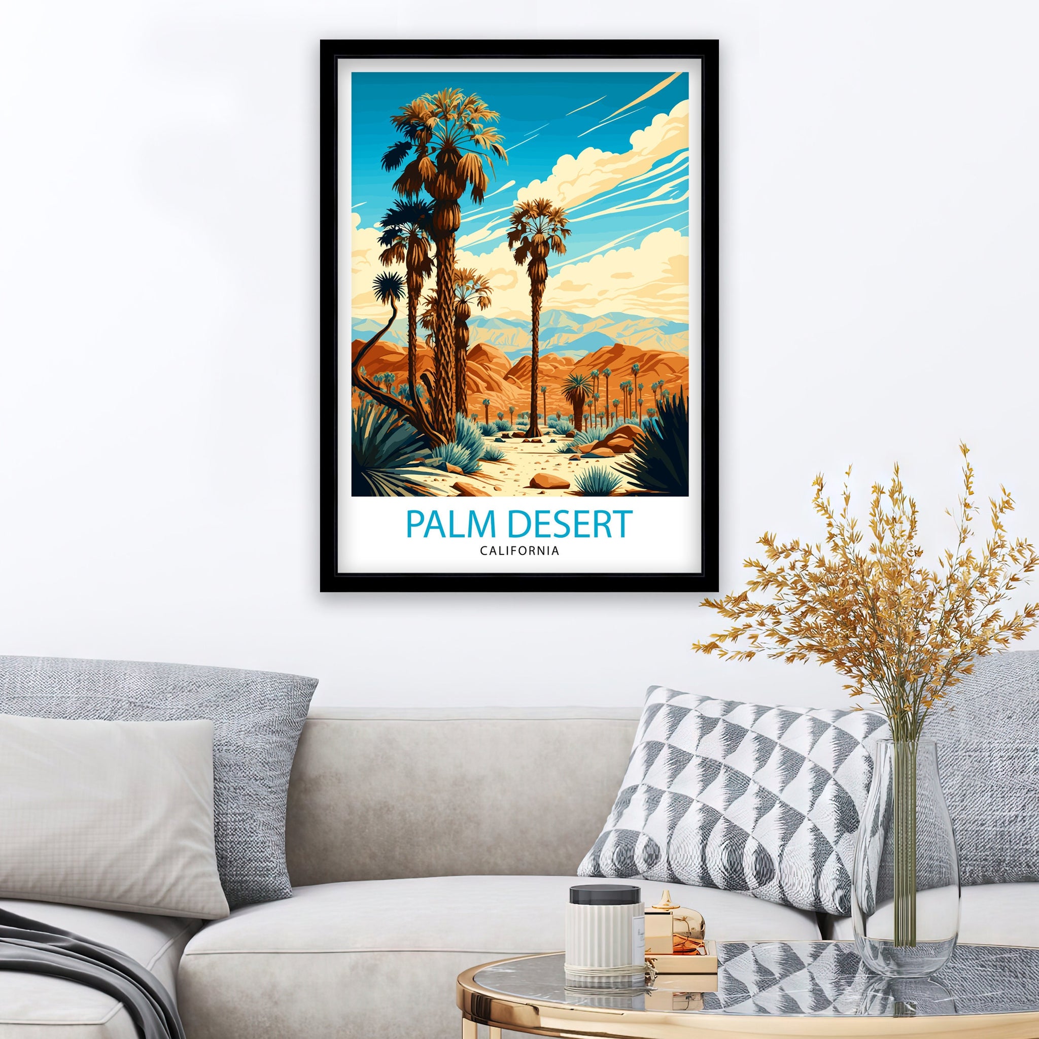 Palm Desert California Travel Print| Palm Desert Wall Art Palm Desert Home Decor Palm Desert Illustration Palm Desert Travel Poster