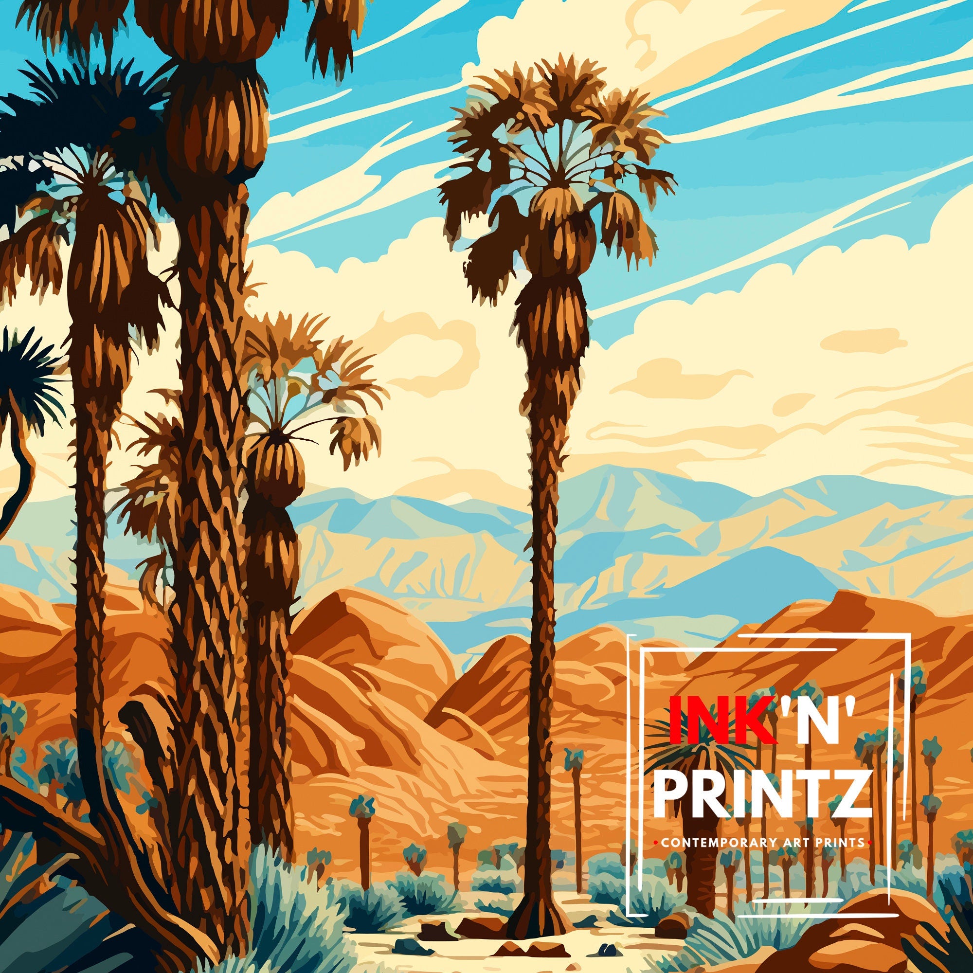 Palm Desert California Travel Print| Palm Desert Wall Art Palm Desert Home Decor Palm Desert Illustration Palm Desert Travel Poster