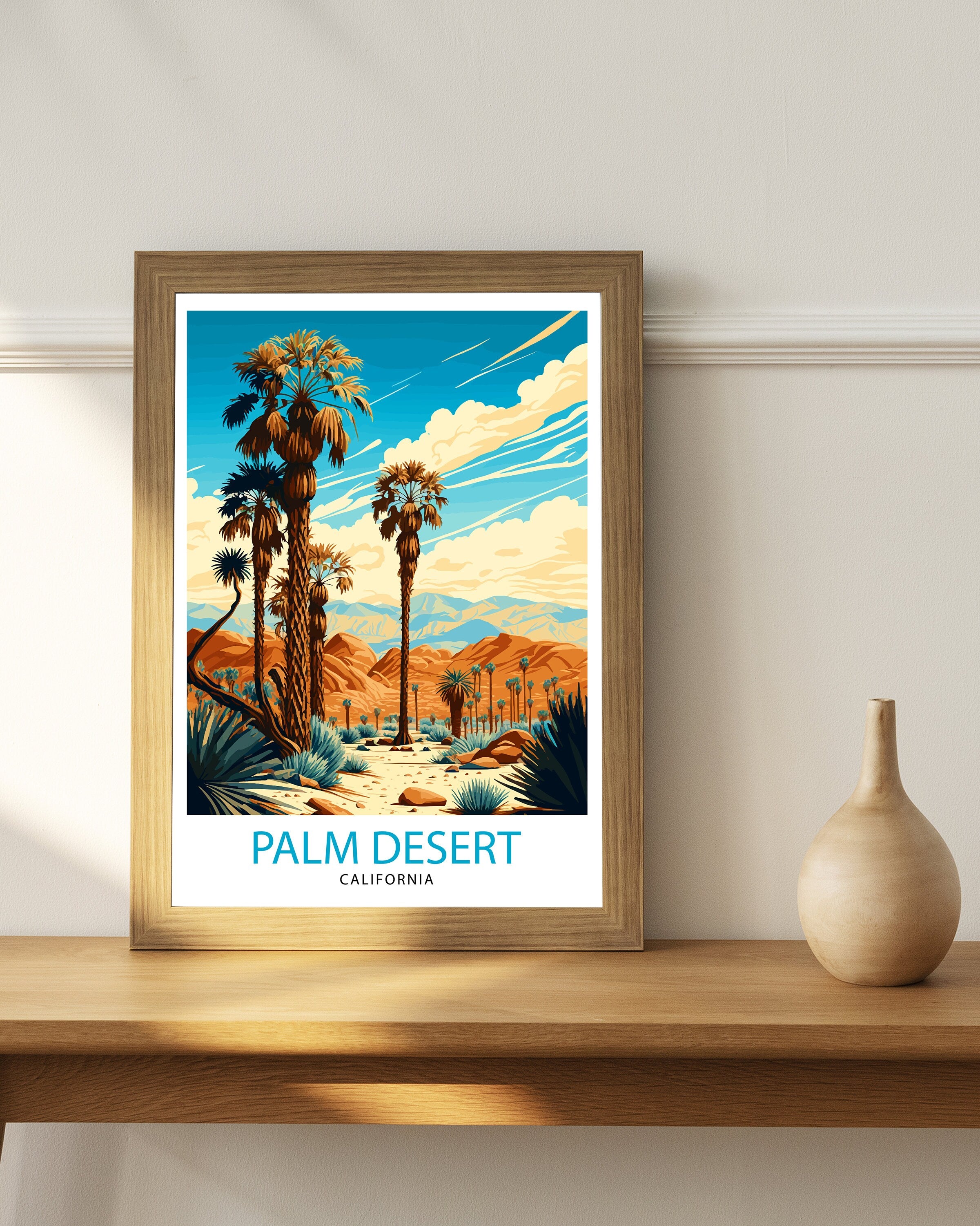 Palm Desert California Travel Print| Palm Desert Wall Art Palm Desert Home Decor Palm Desert Illustration Palm Desert Travel Poster