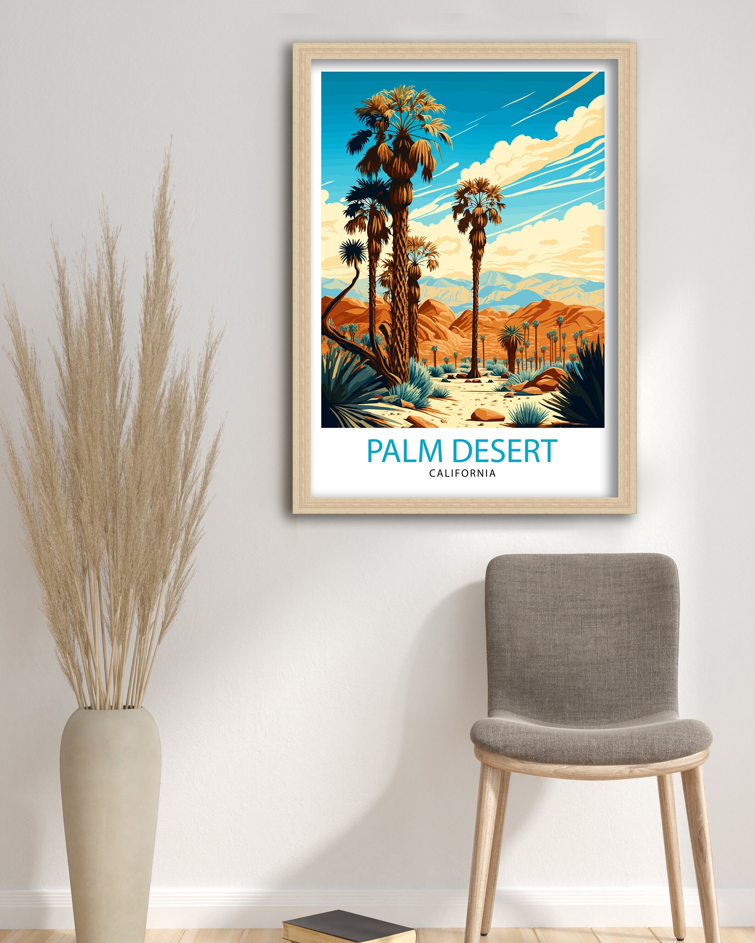 Palm Desert California Travel Print| Palm Desert Wall Art Palm Desert Home Decor Palm Desert Illustration Palm Desert Travel Poster