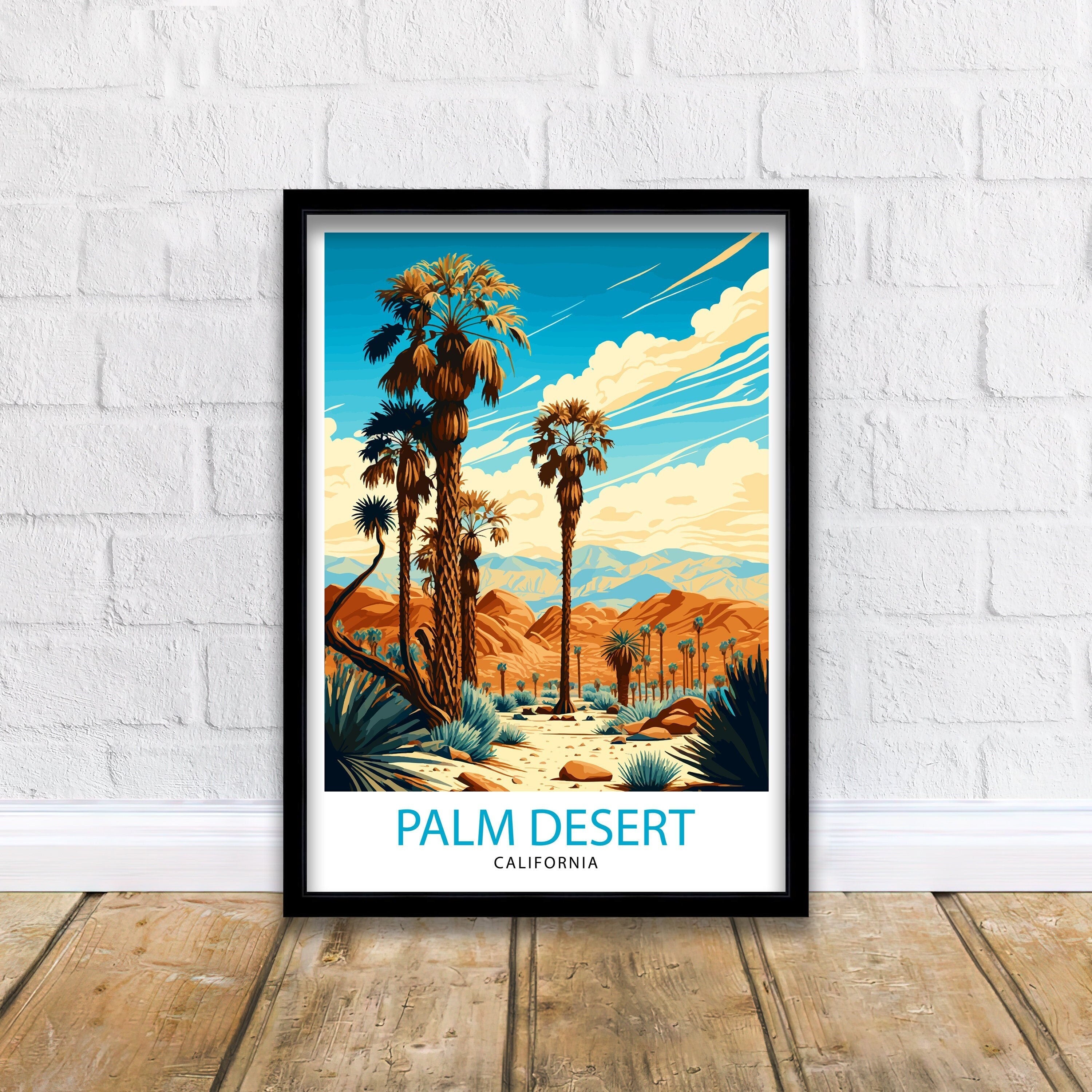 Palm Desert California Travel Print| Palm Desert Wall Art Palm Desert Home Decor Palm Desert Illustration Palm Desert Travel Poster