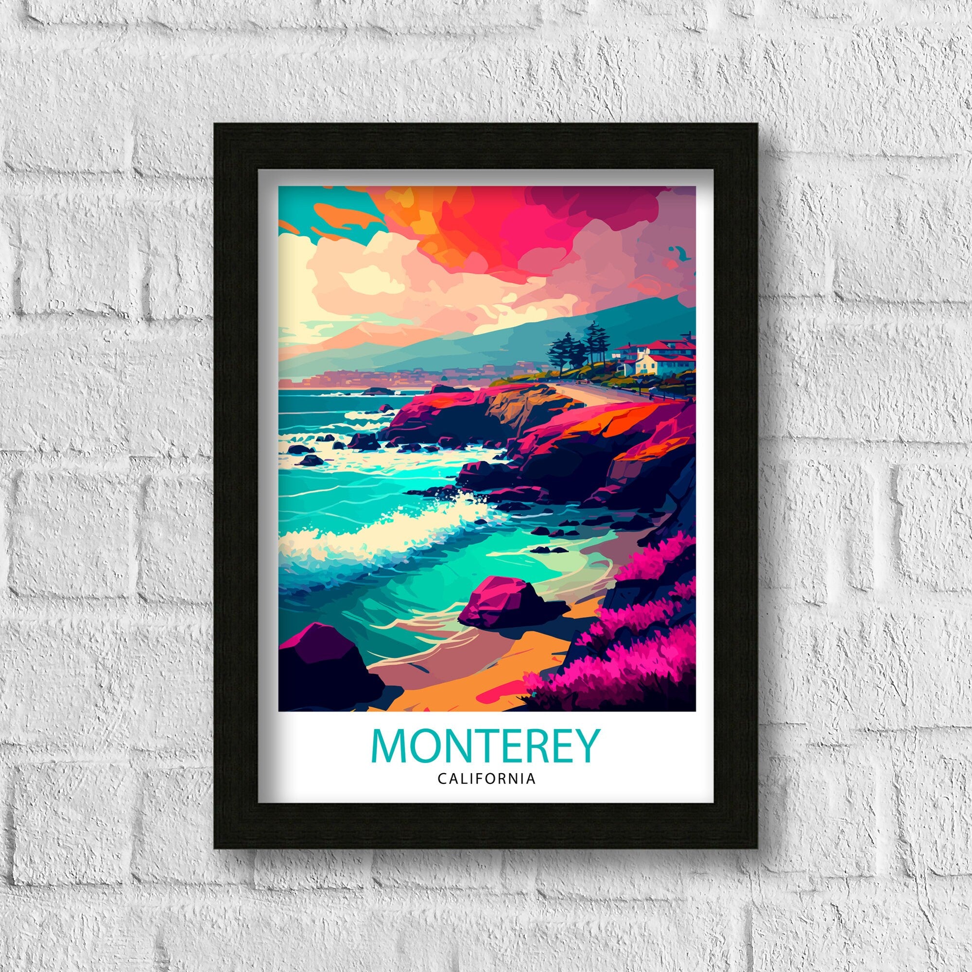 Monterey California Travel Print| Wall Art Decor for Home and Office Travel Souvenir California Coastal Art