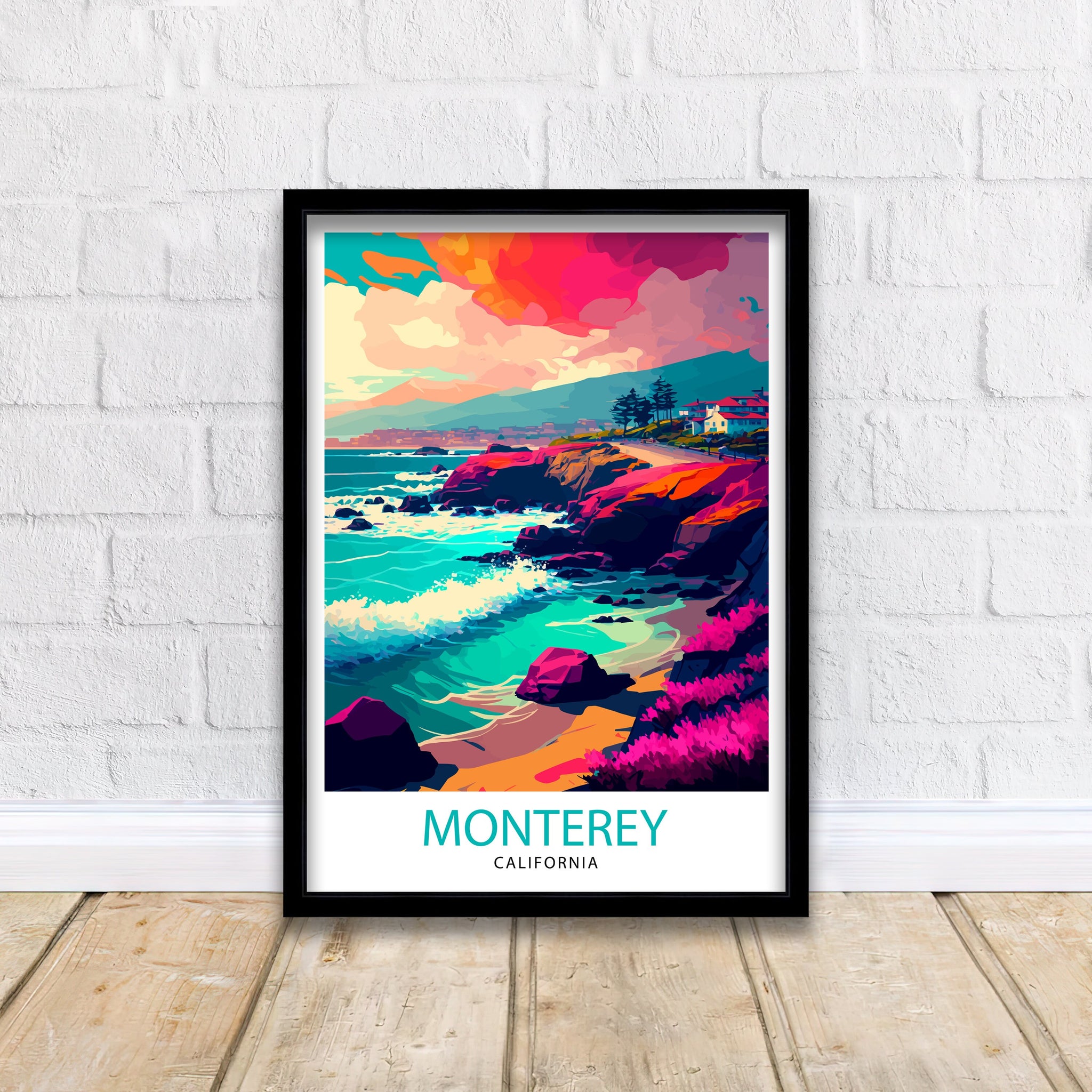 Monterey California Travel Print| Wall Art Decor for Home and Office Travel Souvenir California Coastal Art