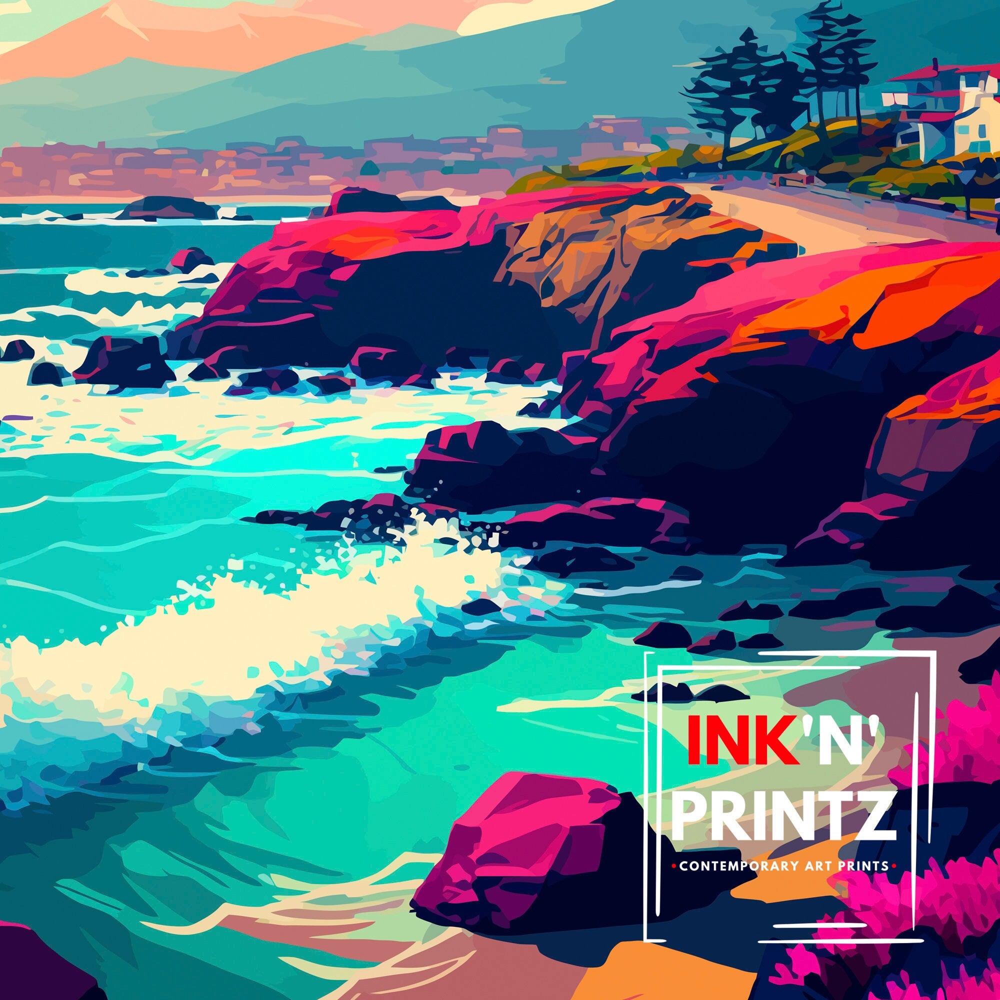 Monterey California Travel Print| Wall Art Decor for Home and Office Travel Souvenir California Coastal Art