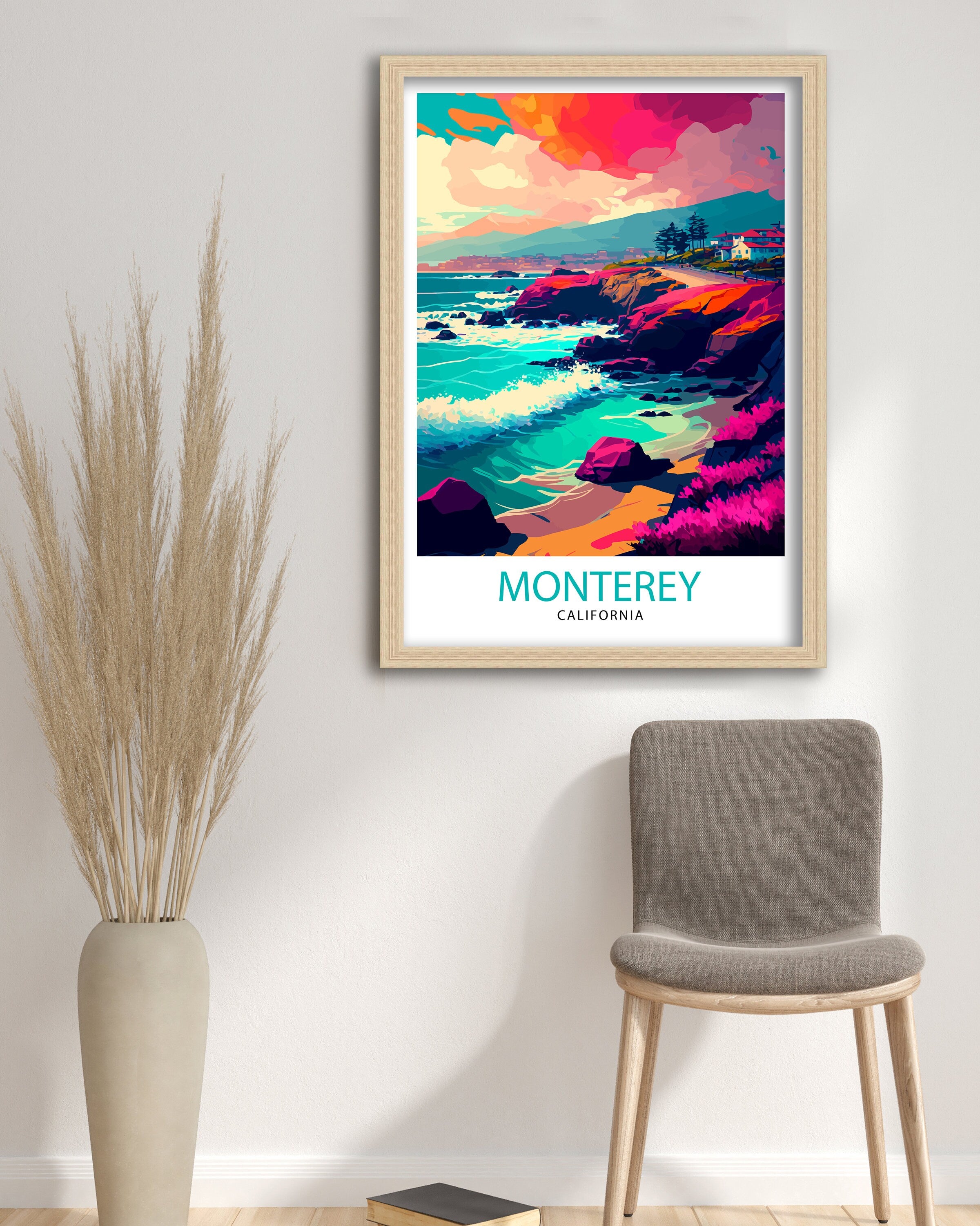 Monterey California Travel Print| Wall Art Decor for Home and Office Travel Souvenir California Coastal Art