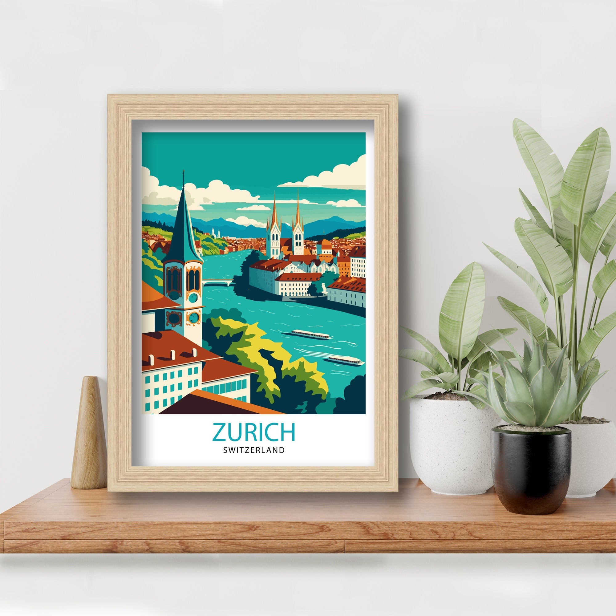 Zurich Switzerland Art Print, Travel Poster