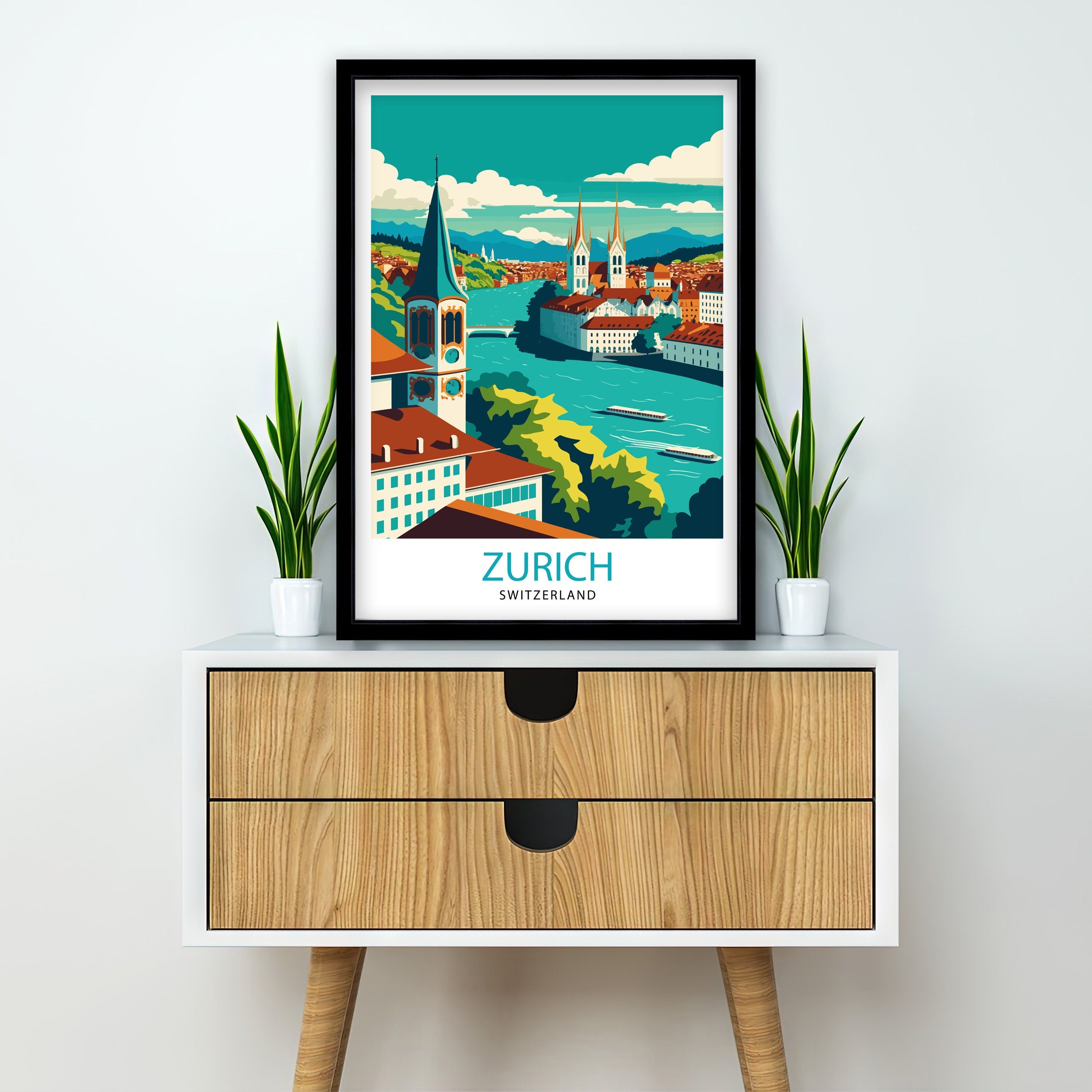 Zurich Switzerland Art Print, Travel Poster