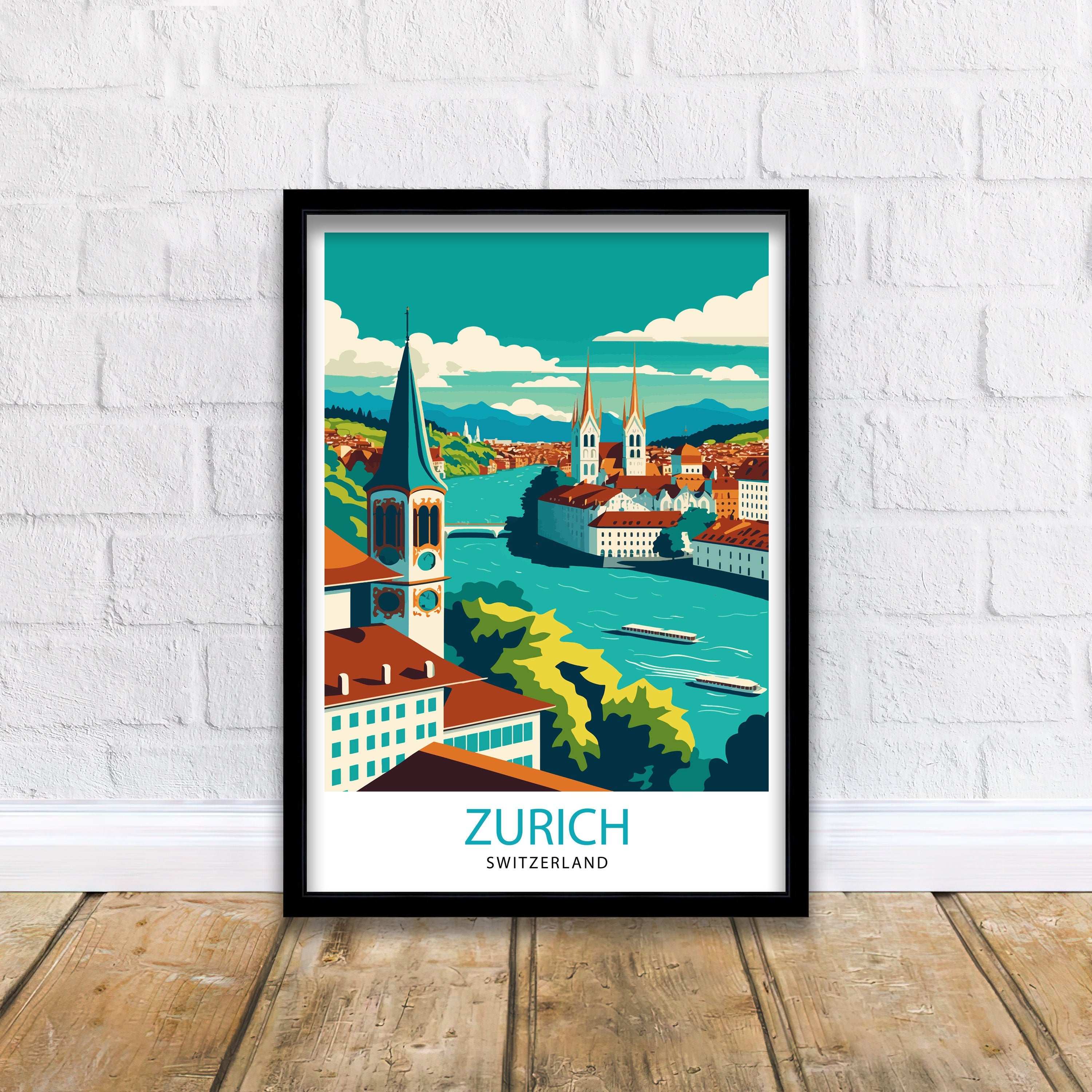 Zurich Switzerland Art Print, Travel Poster