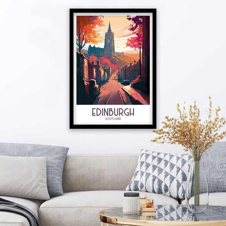 Edinburgh Scotland Travel Poster Edinburgh Wall Art Edinburgh Home Decor Scotland Illustration