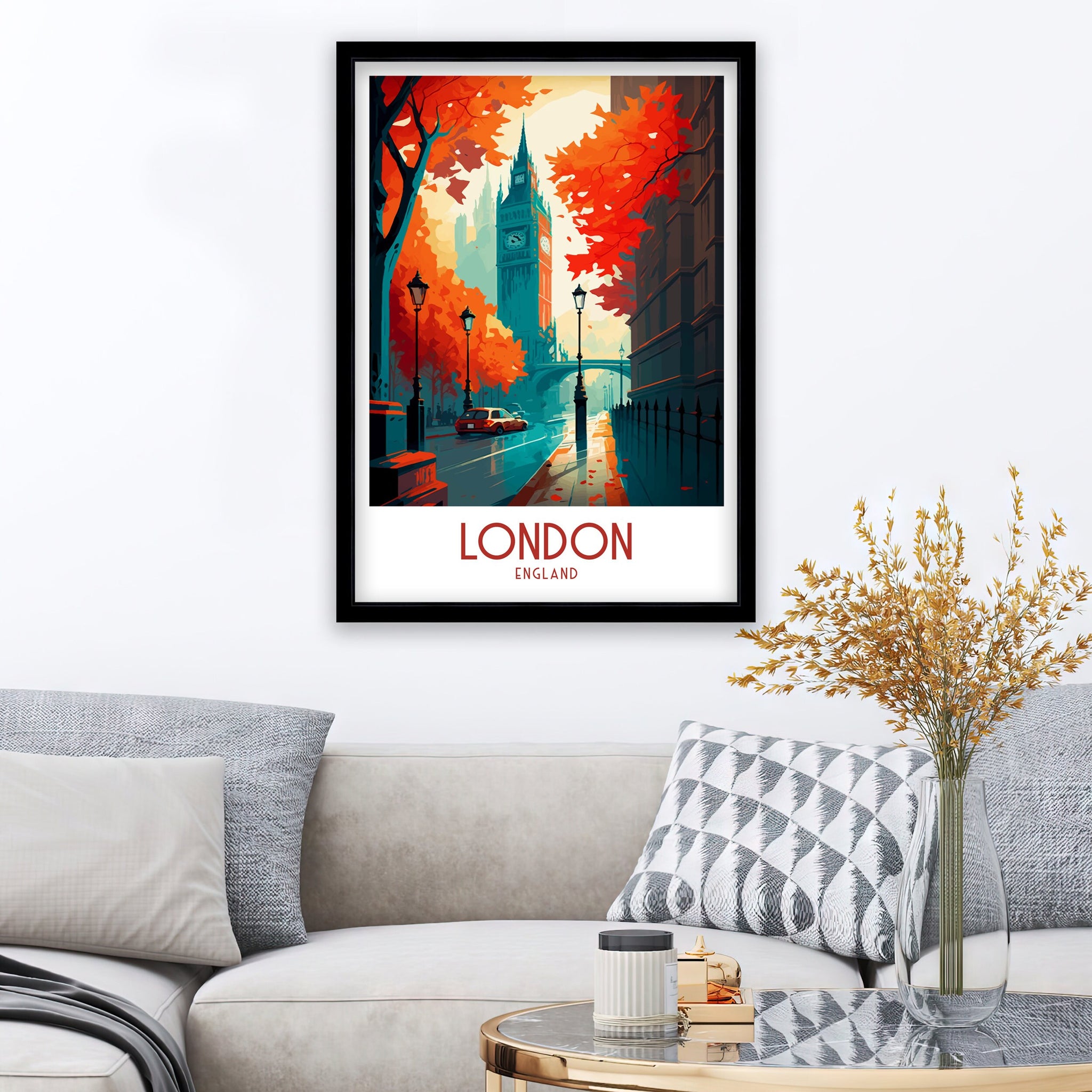 London Travel Print London Wall Art London Home Decor London Illustration Travel Poster Gift For London UK Home Decor