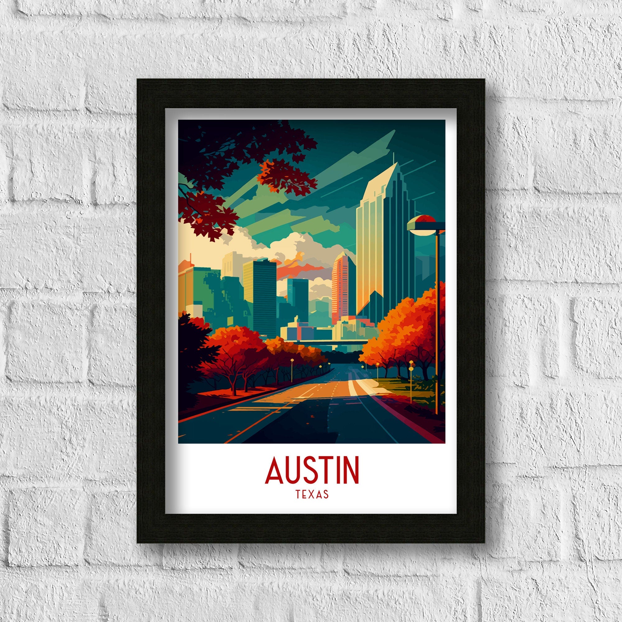 Austin Texas Travel Print Austin Wall Decor Texas Illustration Travel Poster Austin Texas Home Decor Gift For Texas Austin Cityscape Print
