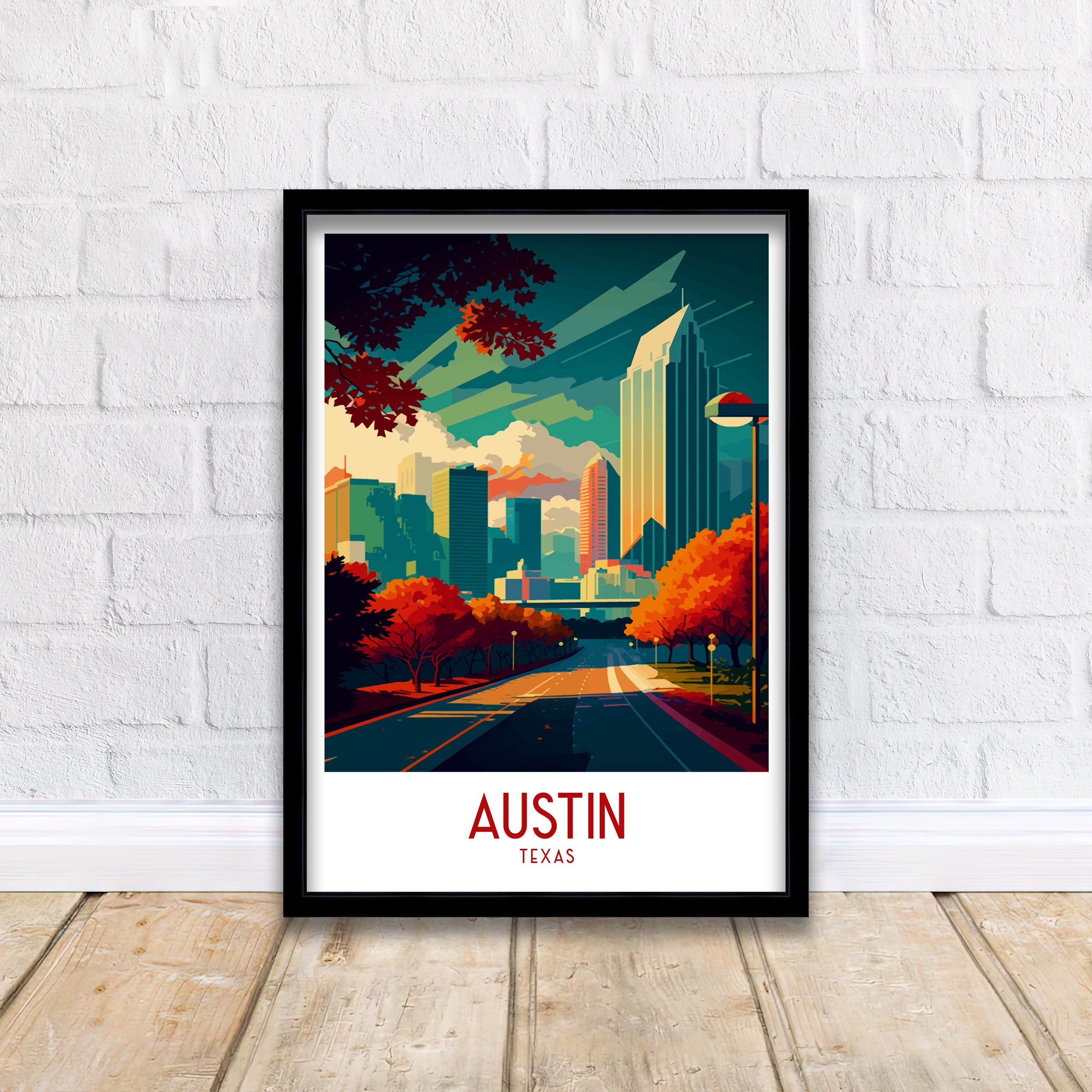 Austin Texas Travel Print Austin Wall Decor Texas Illustration Travel Poster Austin Texas Home Decor Gift For Texas Austin Cityscape Print