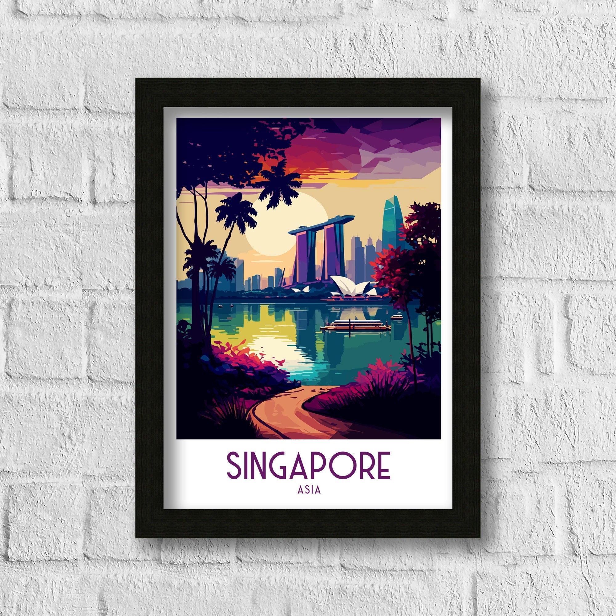 Singapore Asia Travel Print Singapore Wall Decor Singapore Home Living Decor Singapore Illustration Travel Poster Gift For Singapore Asia
