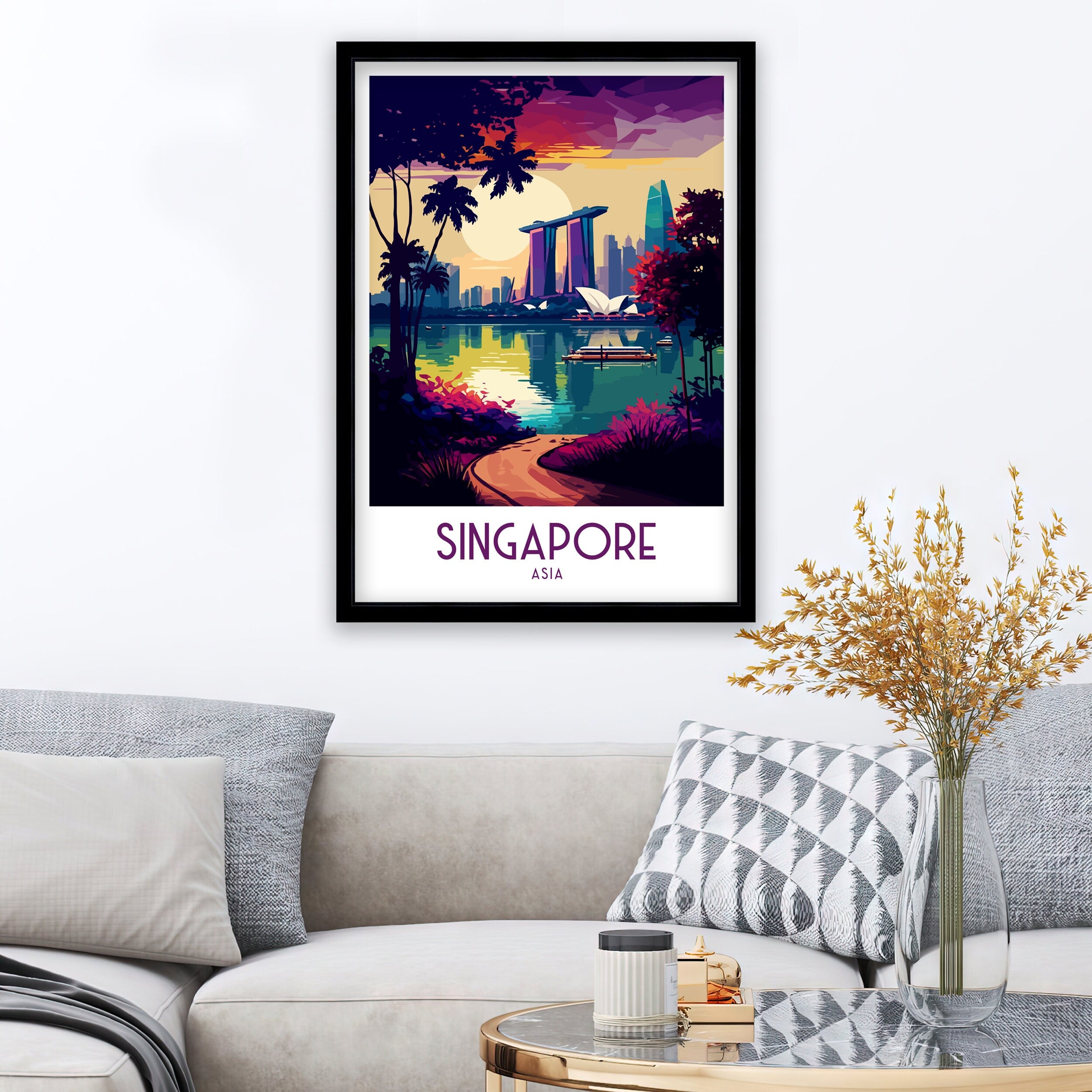 Singapore Asia Travel Print Singapore Wall Decor Singapore Home Living Decor Singapore Illustration Travel Poster Gift For Singapore Asia