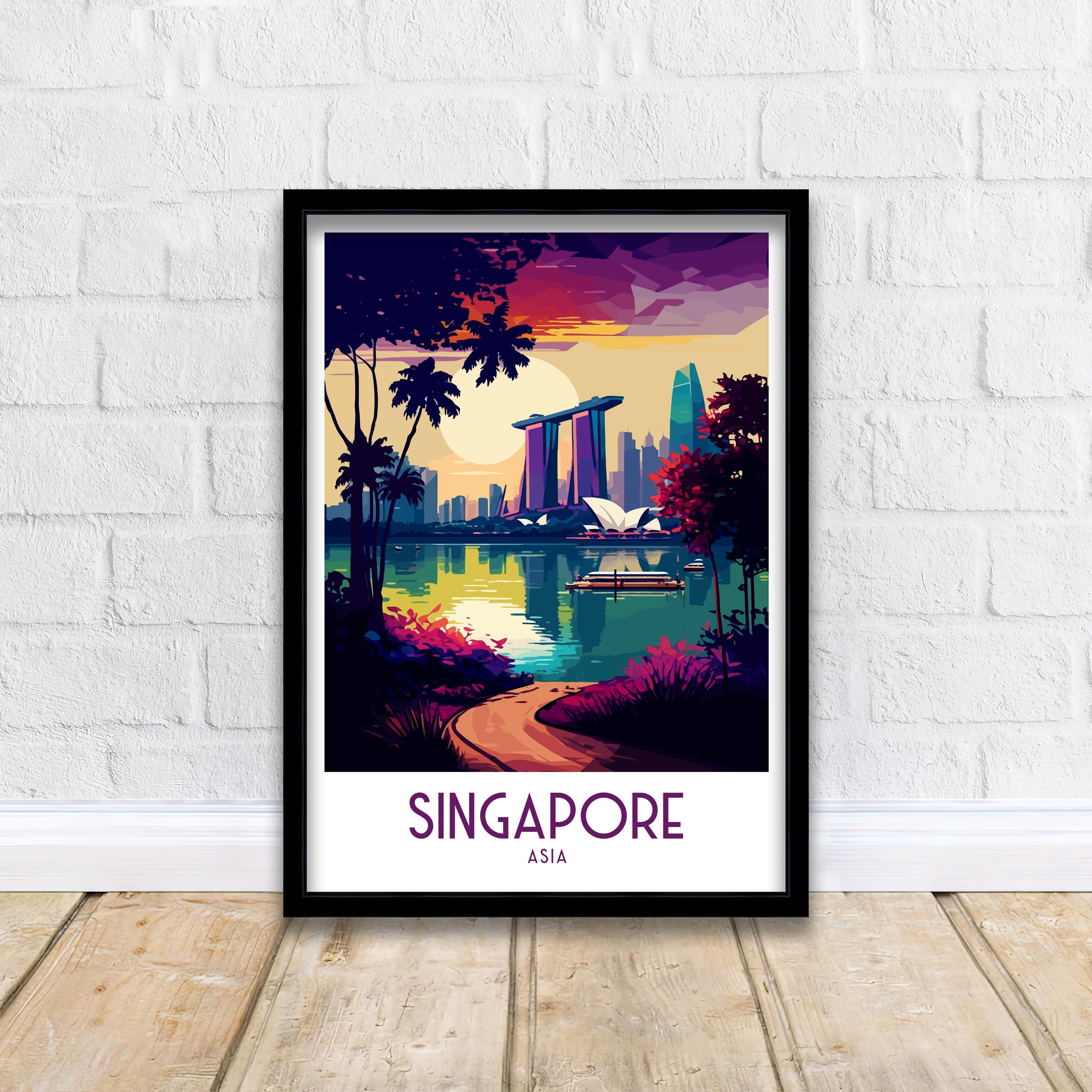 Singapore Asia Travel Print Singapore Wall Decor Singapore Home Living Decor Singapore Illustration Travel Poster Gift For Singapore Asia