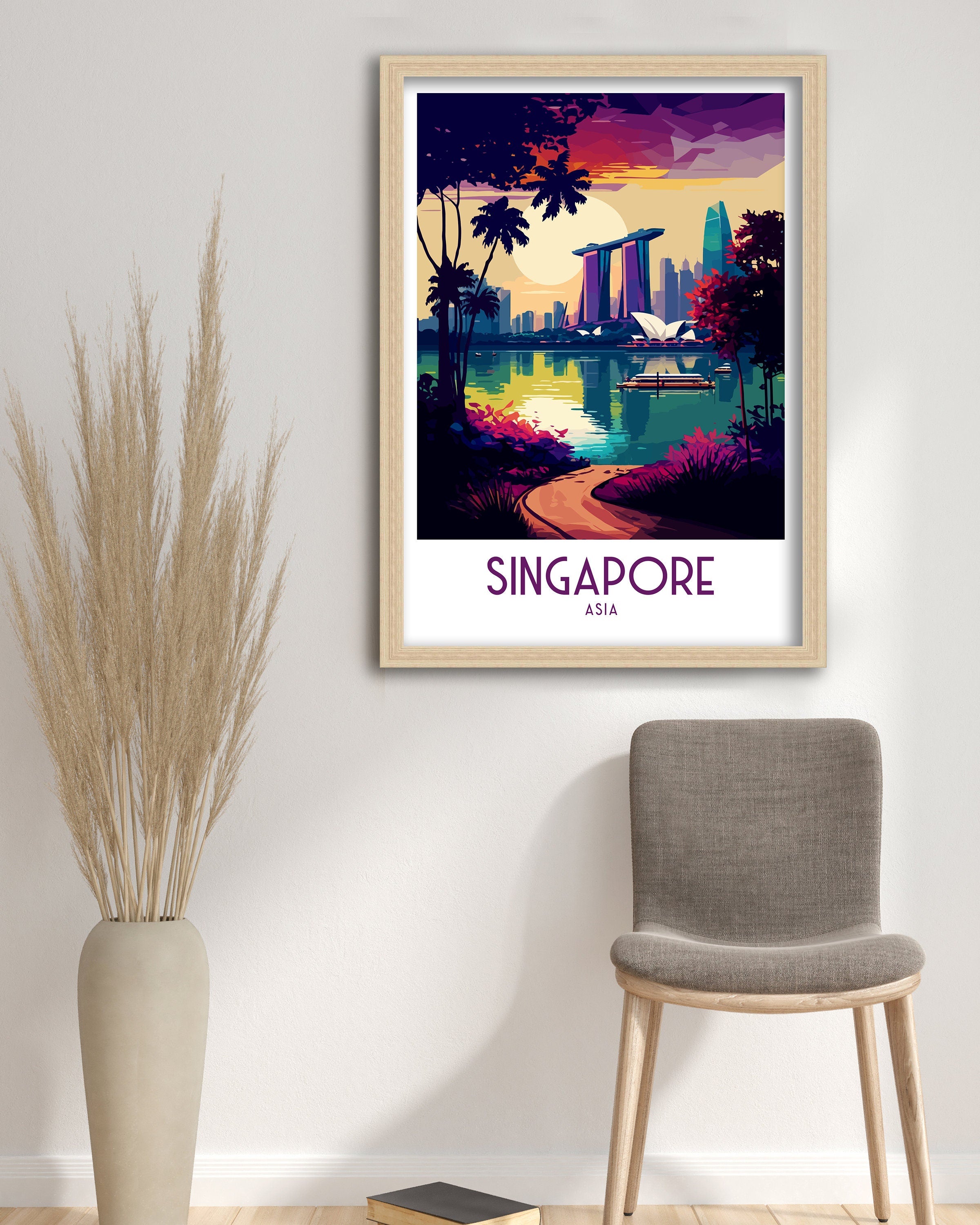 Singapore Asia Travel Print Singapore Wall Decor Singapore Home Living Decor Singapore Illustration Travel Poster Gift For Singapore Asia