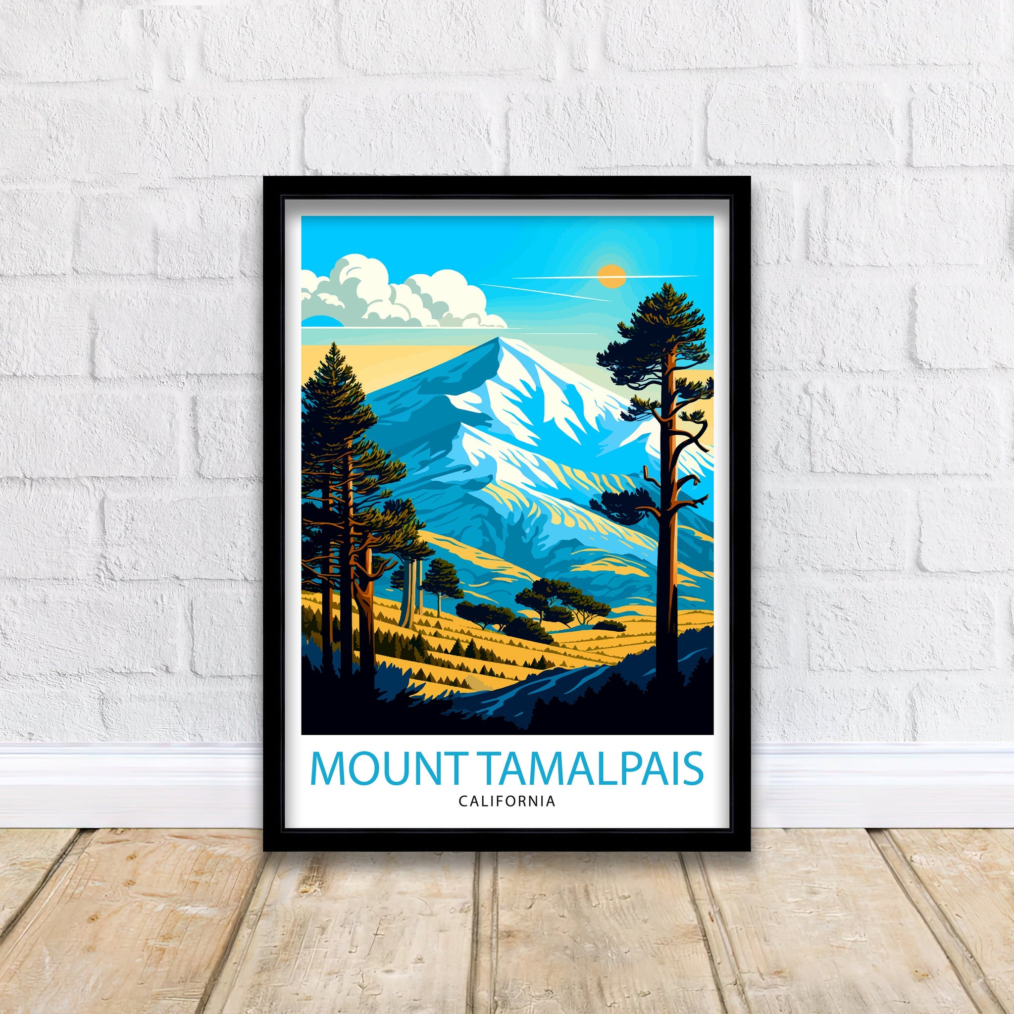 Mount Tamalpais Travel Print| California Wall Art Mount Tamalpais Poster Mountain Landscape Travel Poster California Decor, Nature Print