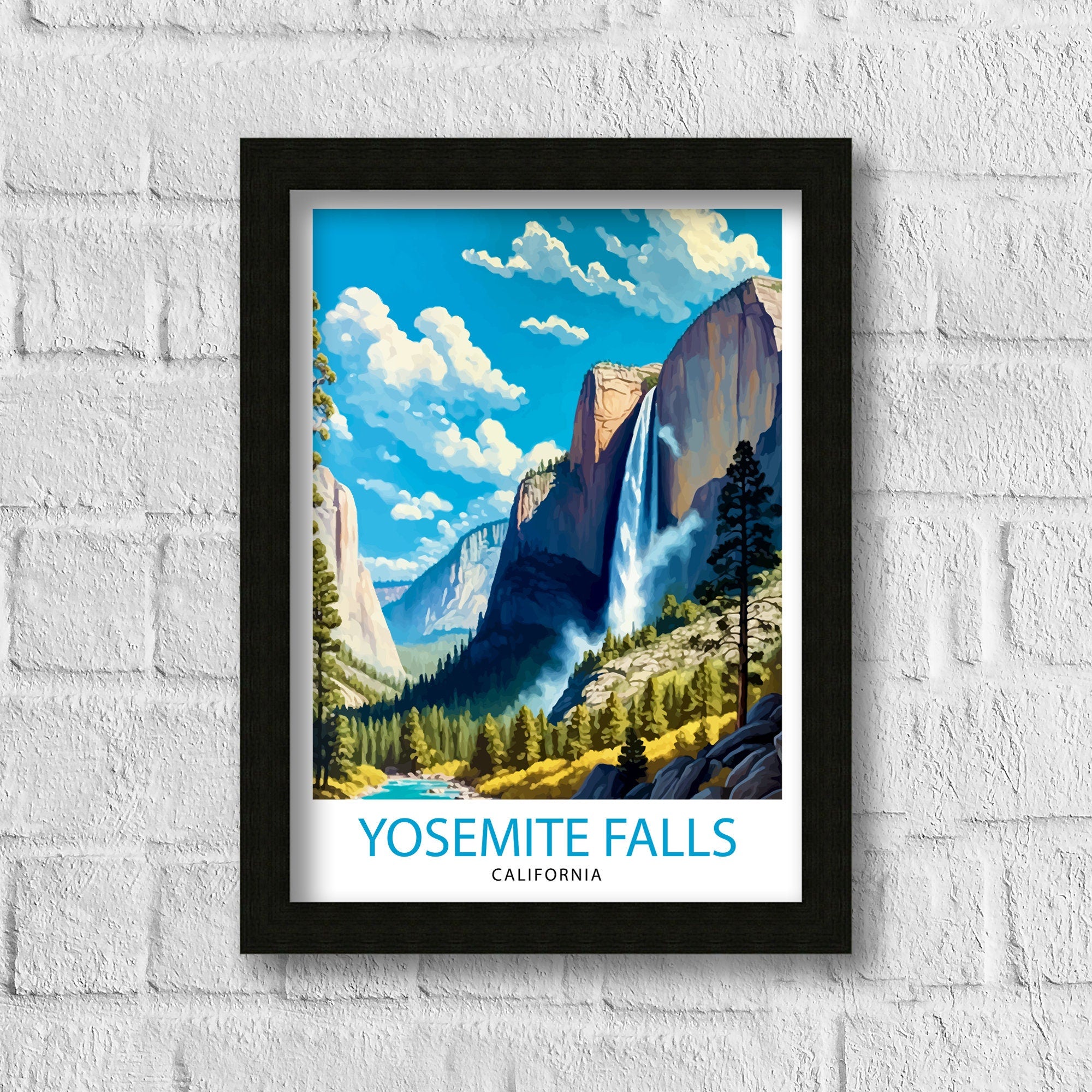 Yosemite Falls Travel Print| Yosemite Wall Art Yosemite National Park Poster Nature Landscape Photography Yosemite Home Decor Gift