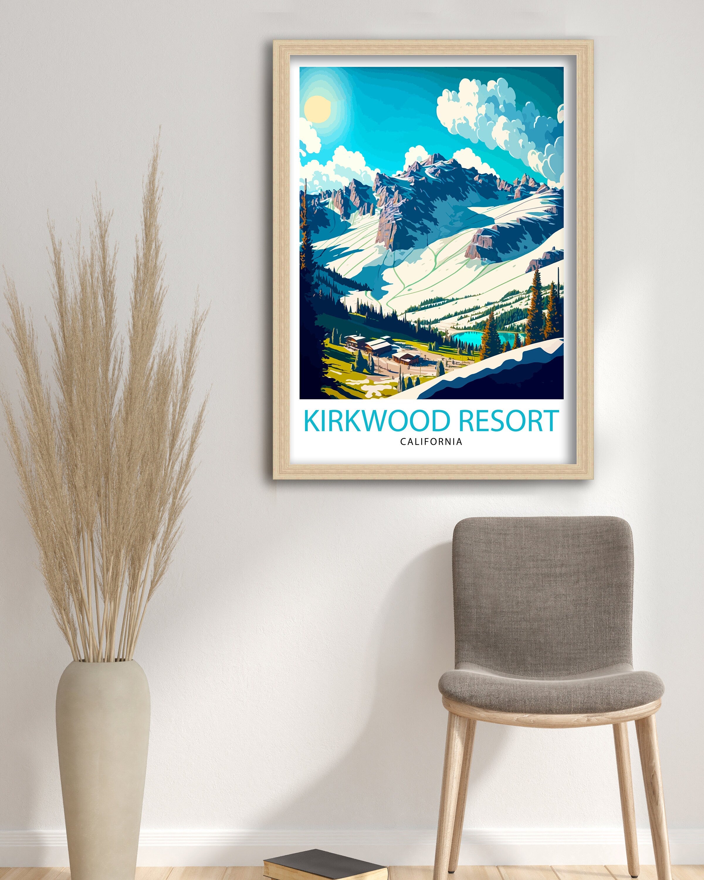 Kirkwood Ski Resort Travel Print | Vintage Ski Lodge Art