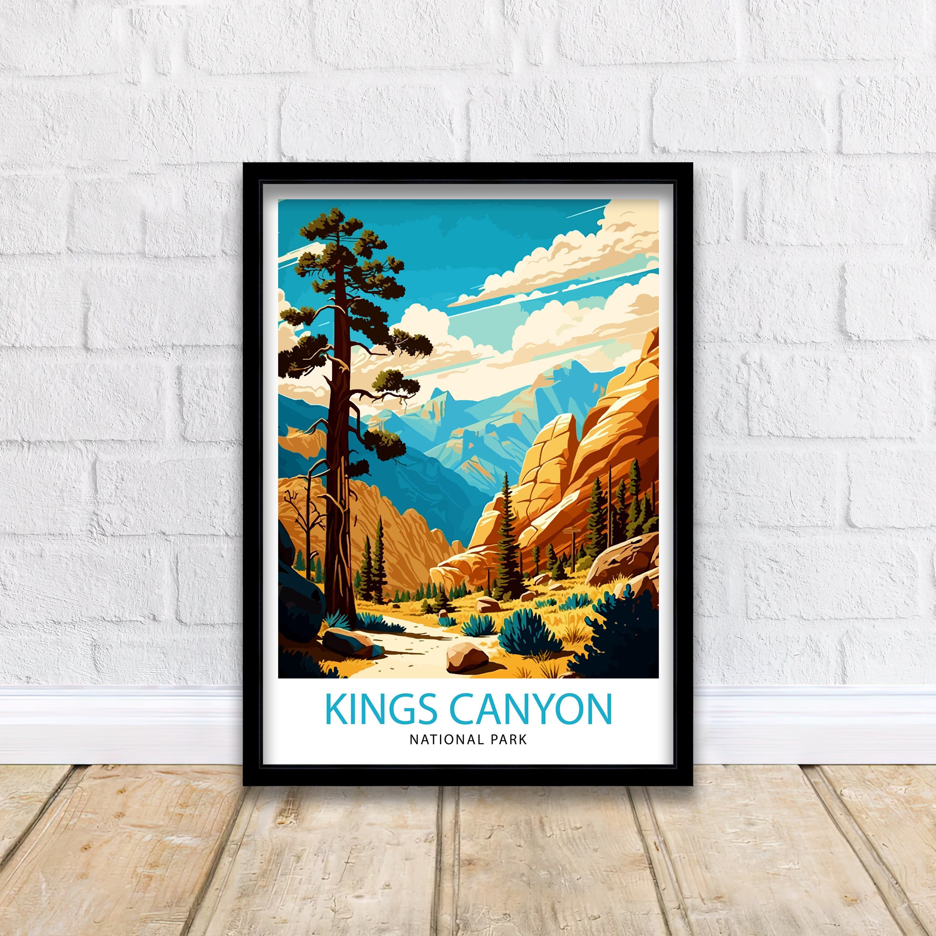 Kings Canyon National Park Travel Print| Kings Canyon Wall Art California National Park Illustration Travel Poster Gift for Kings Canyon