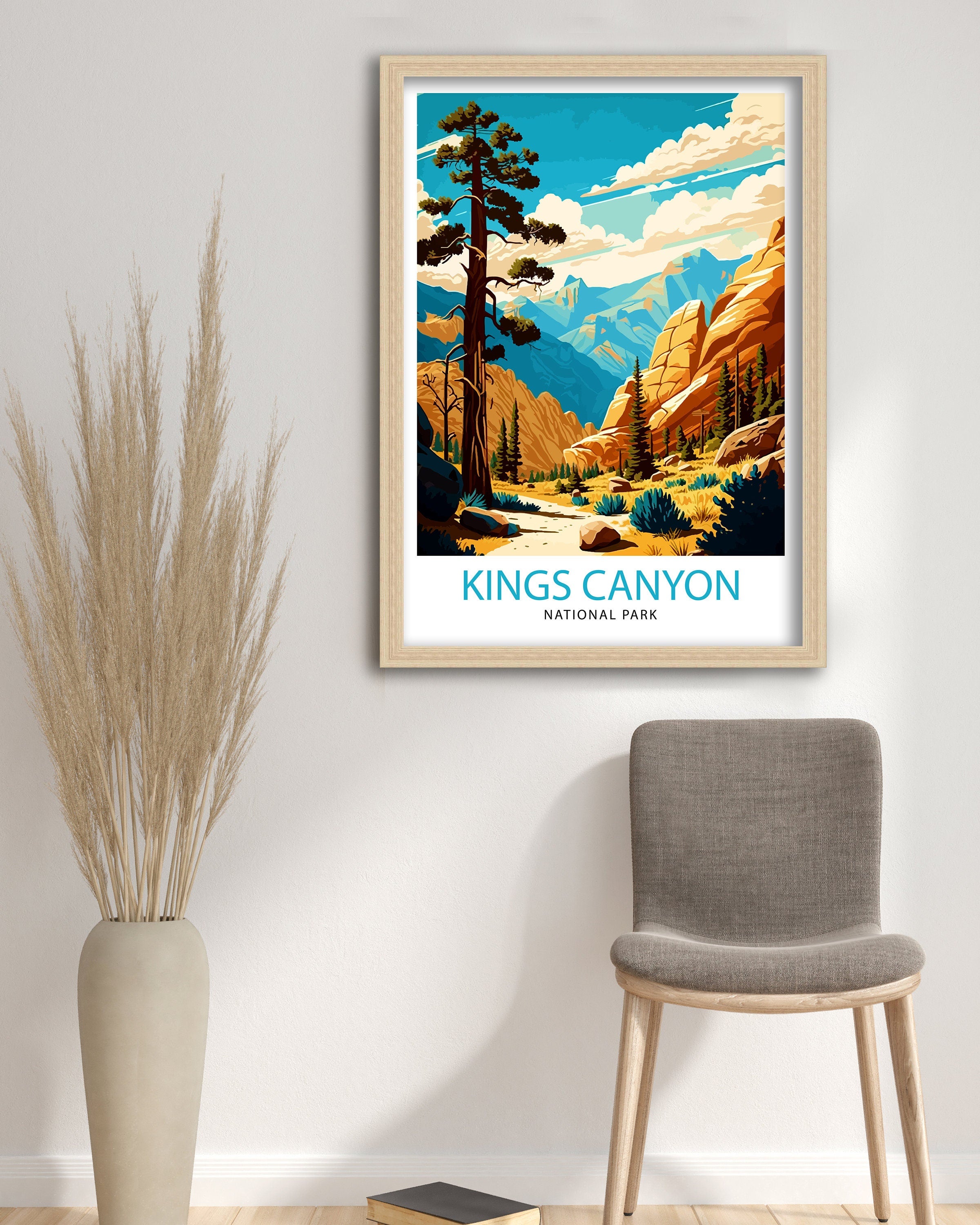 Kings Canyon National Park Travel Print| Kings Canyon Wall Art California National Park Illustration Travel Poster Gift for Kings Canyon
